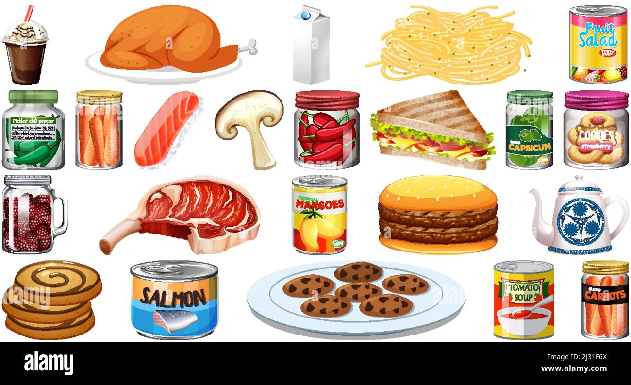 Set of different foods illustration Stock Vector Image & Art - Alamy