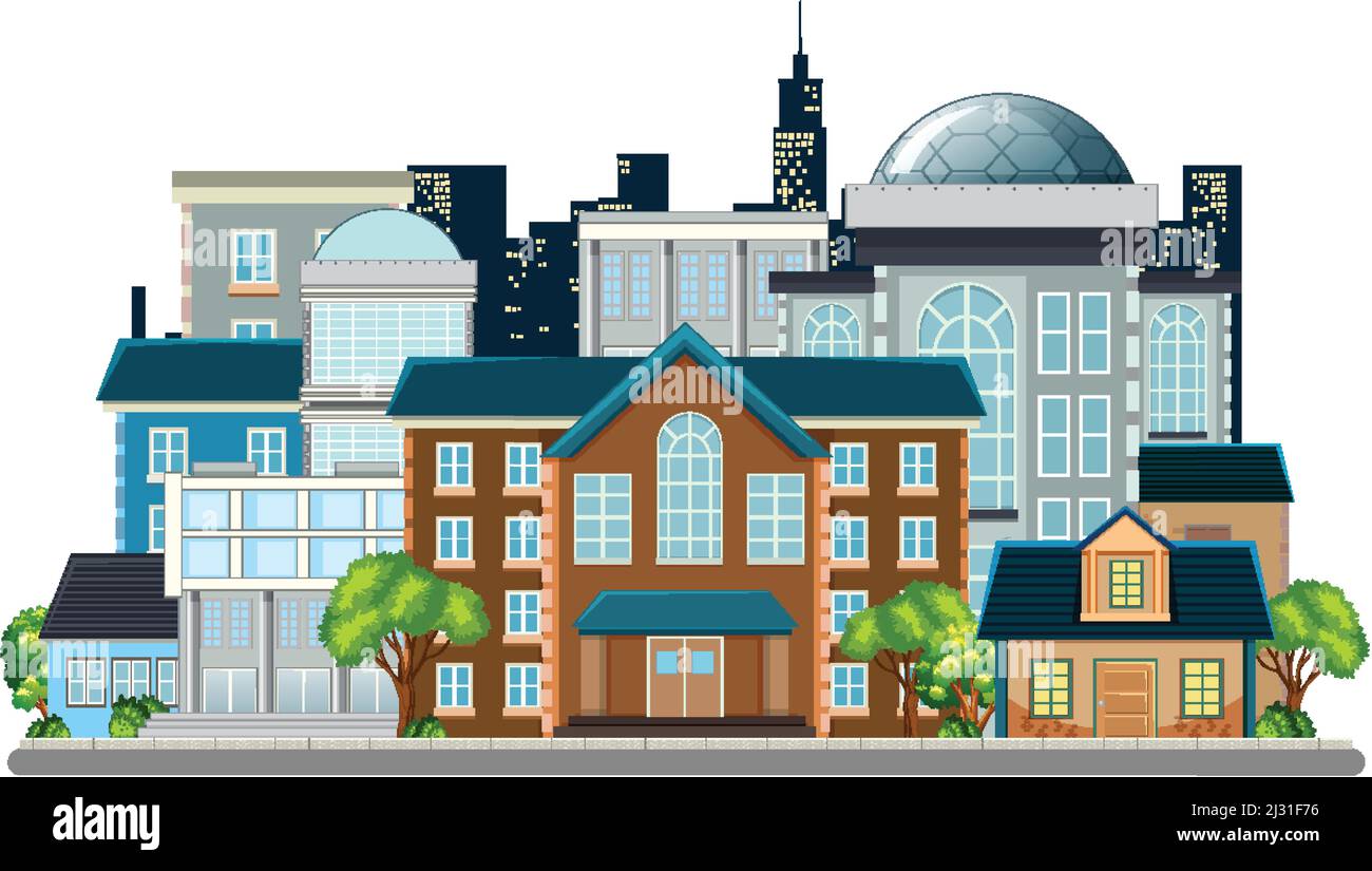 Urban cityscape isolated on white background illustration Stock Vector ...