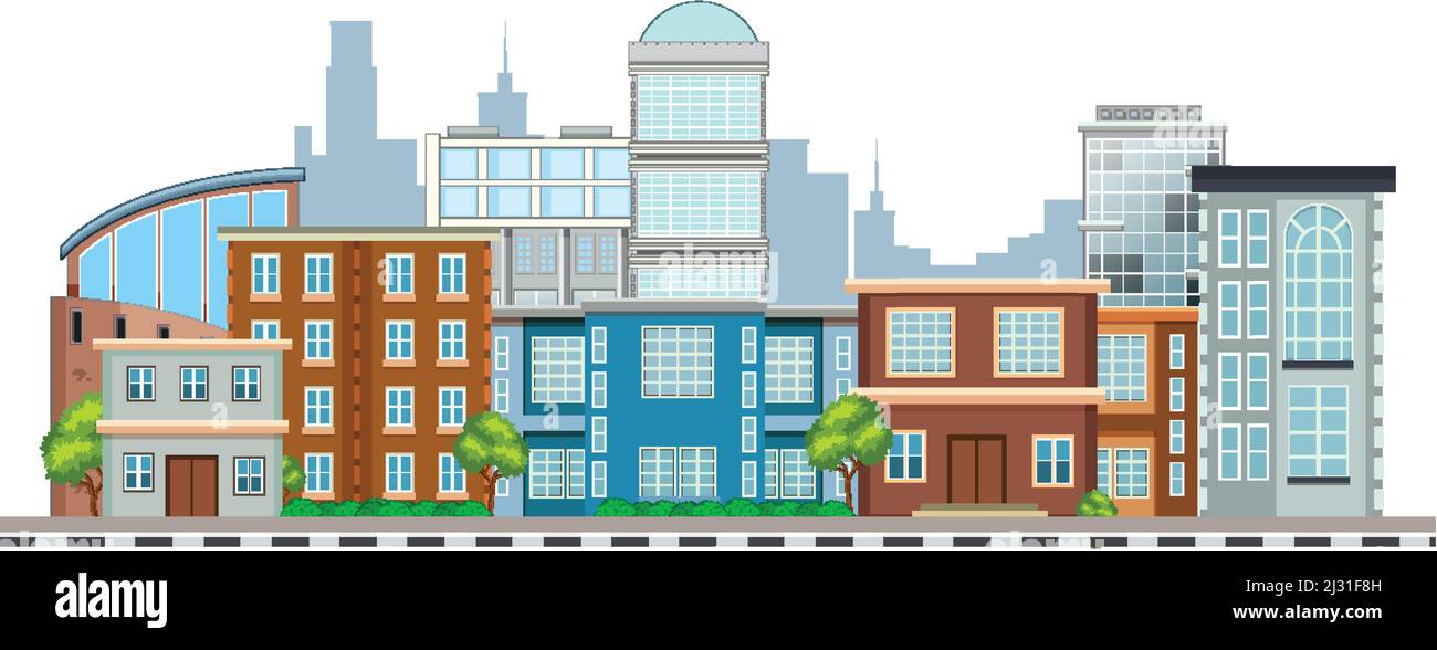 Urban cityscape isolated on white background illustration Stock Vector ...