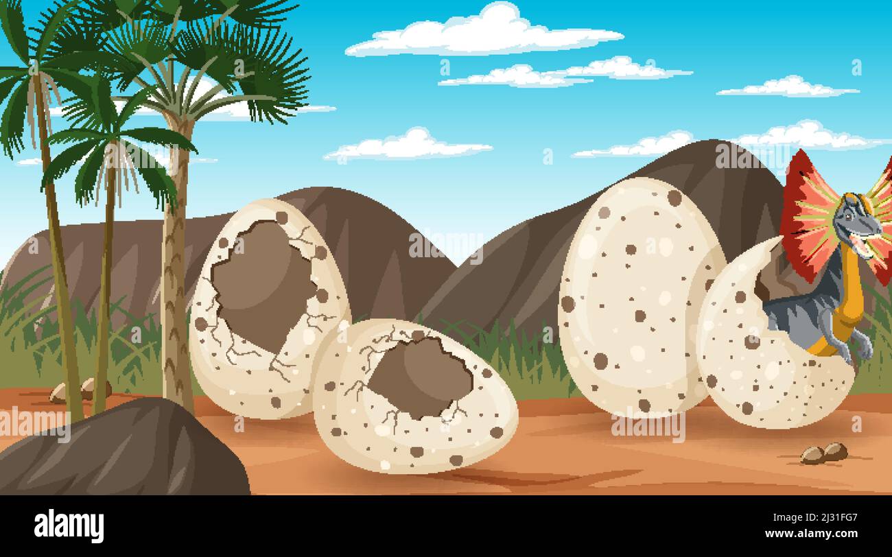 Scene with dinosaurs in the forest illustration Stock Vector Image ...