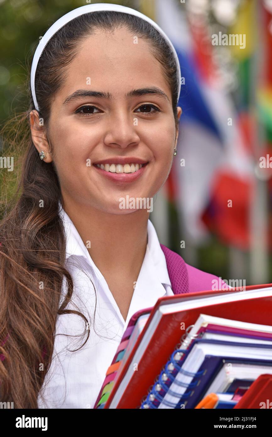 A Smiling Female Foreign Student Stock Photo