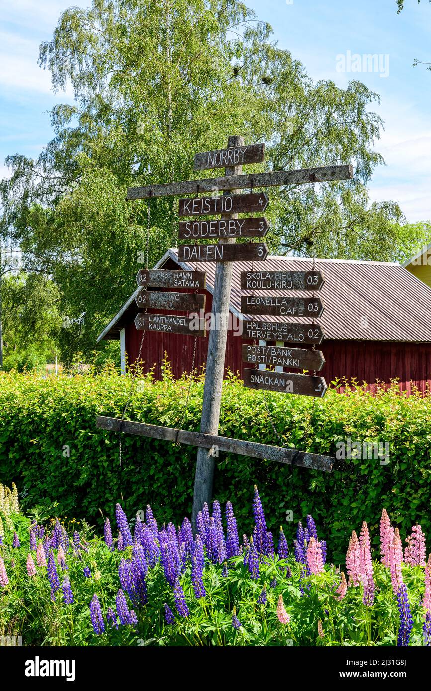 On the island of Inioe, Schaerenringweg: Askainen – Kustavi – Inioe – Houtskaer – Korpo – Nagu – Pargas, Finland Stock Photo