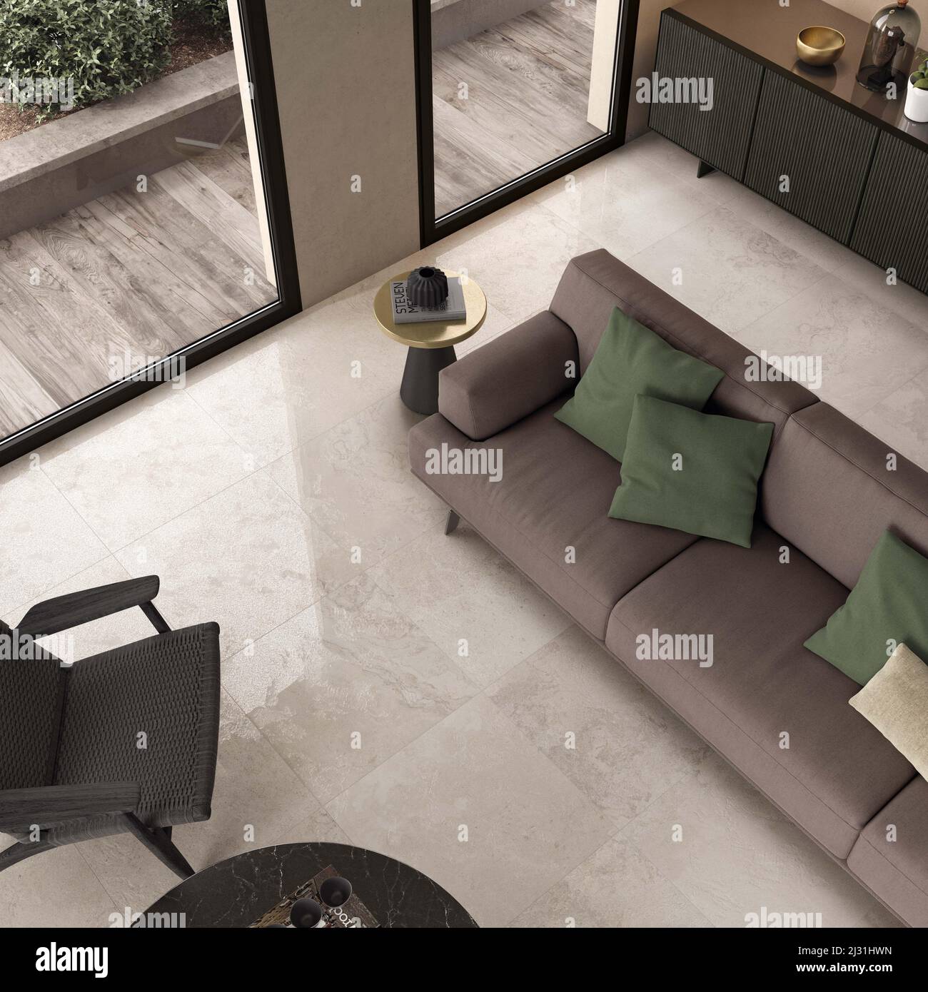 Modern interior design of room with elegant gray tiles, seamless ...