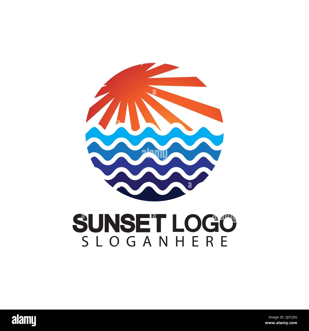 Sunset beach logo  symbol vector illustration design template. Stock Vector