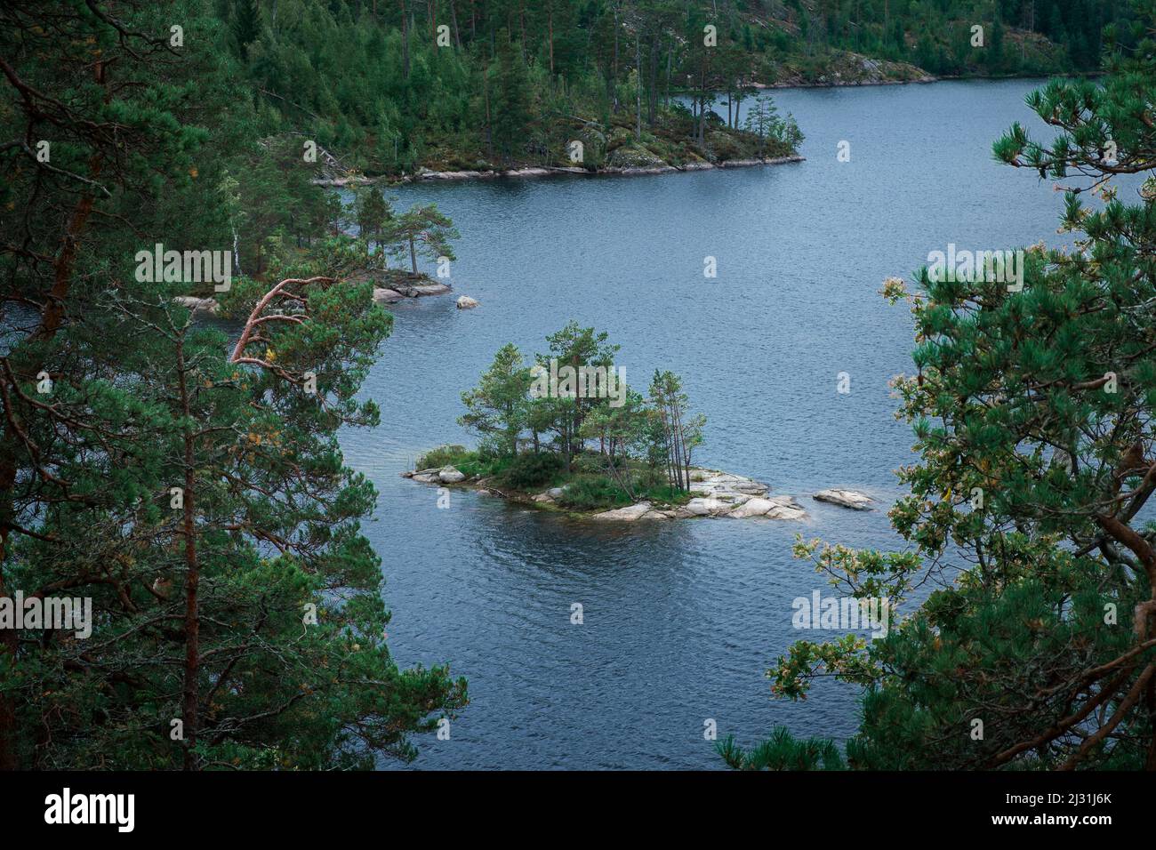 Small island in Lake Stensjön in Tyresta National Park in Sweden Stock ...