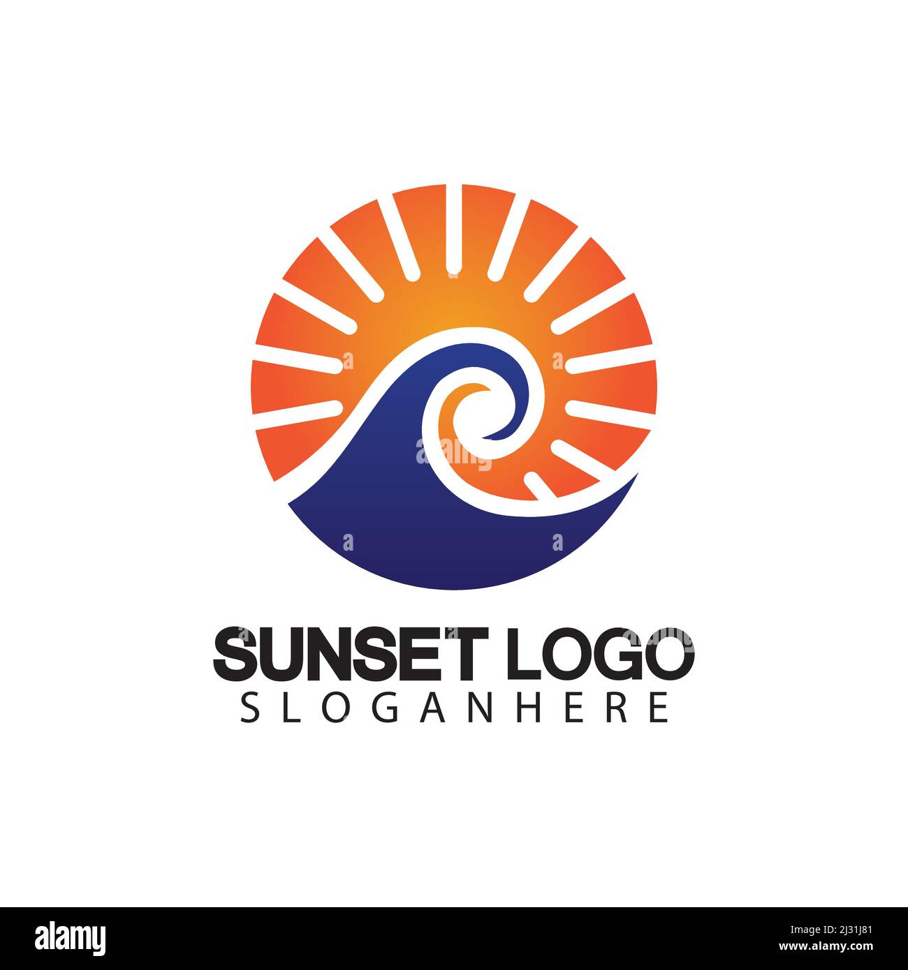 Sunset beach logo symbol vector illustration design template Stock ...