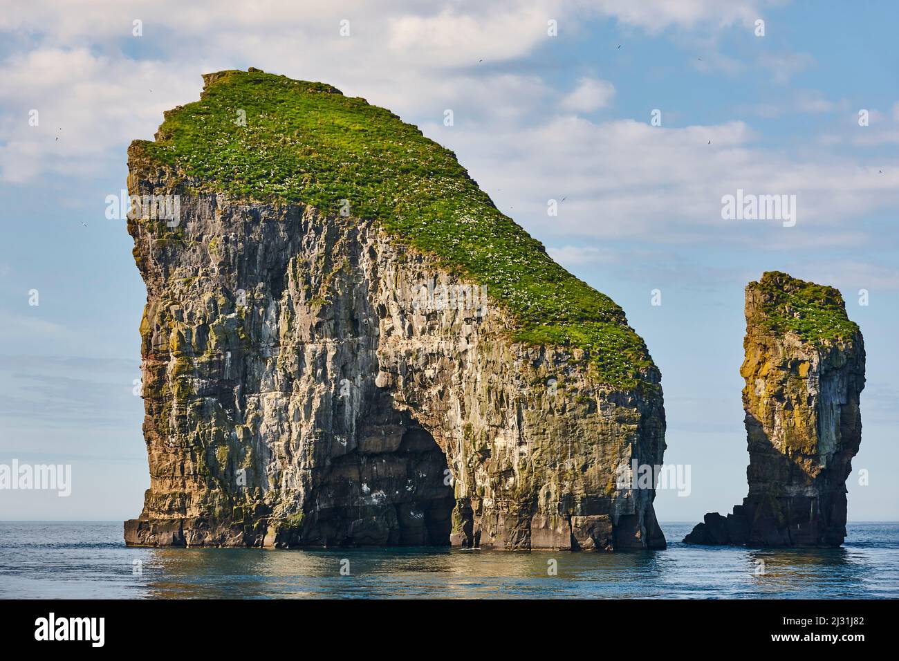 Faroe islands coastline landscape in Vagar island on sunny day Stock ...