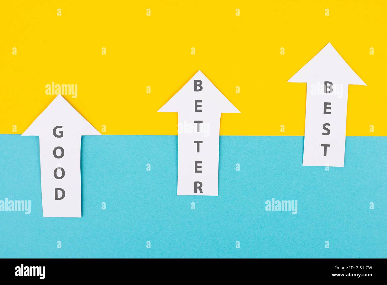 Good, better and best concept, step by step improving skills, education