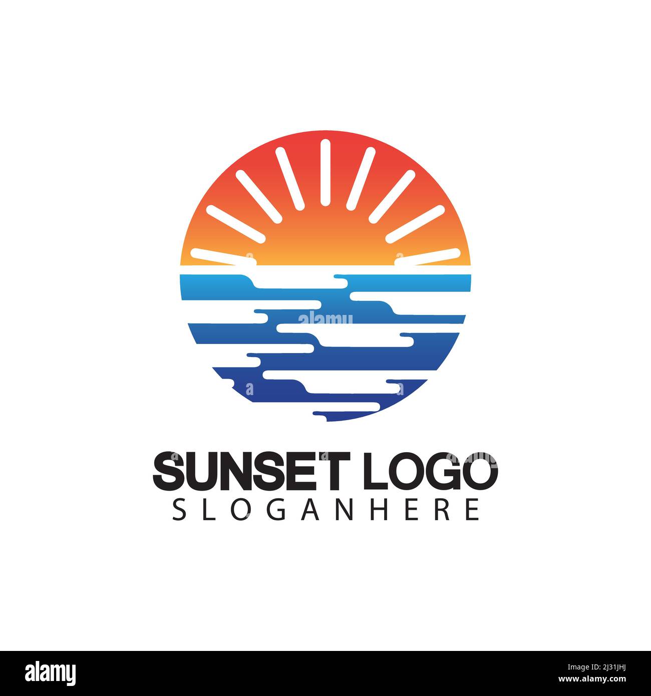 Sunset beach logo  symbol vector illustration design template. Stock Vector