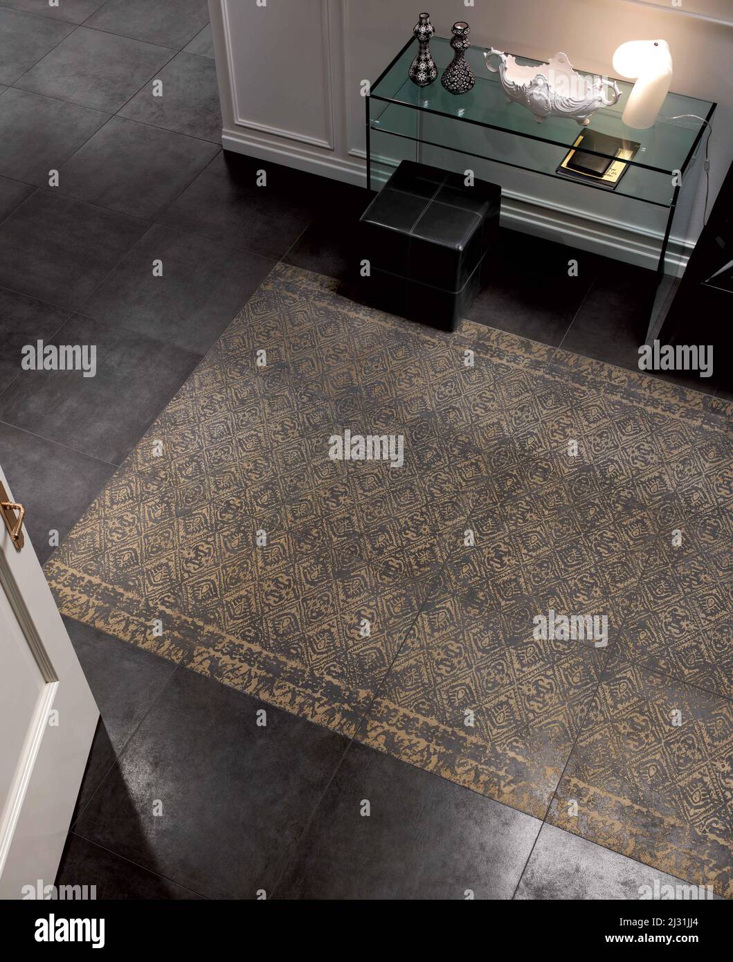 Modern interior design of room with elegant stone tiles, seamless ...