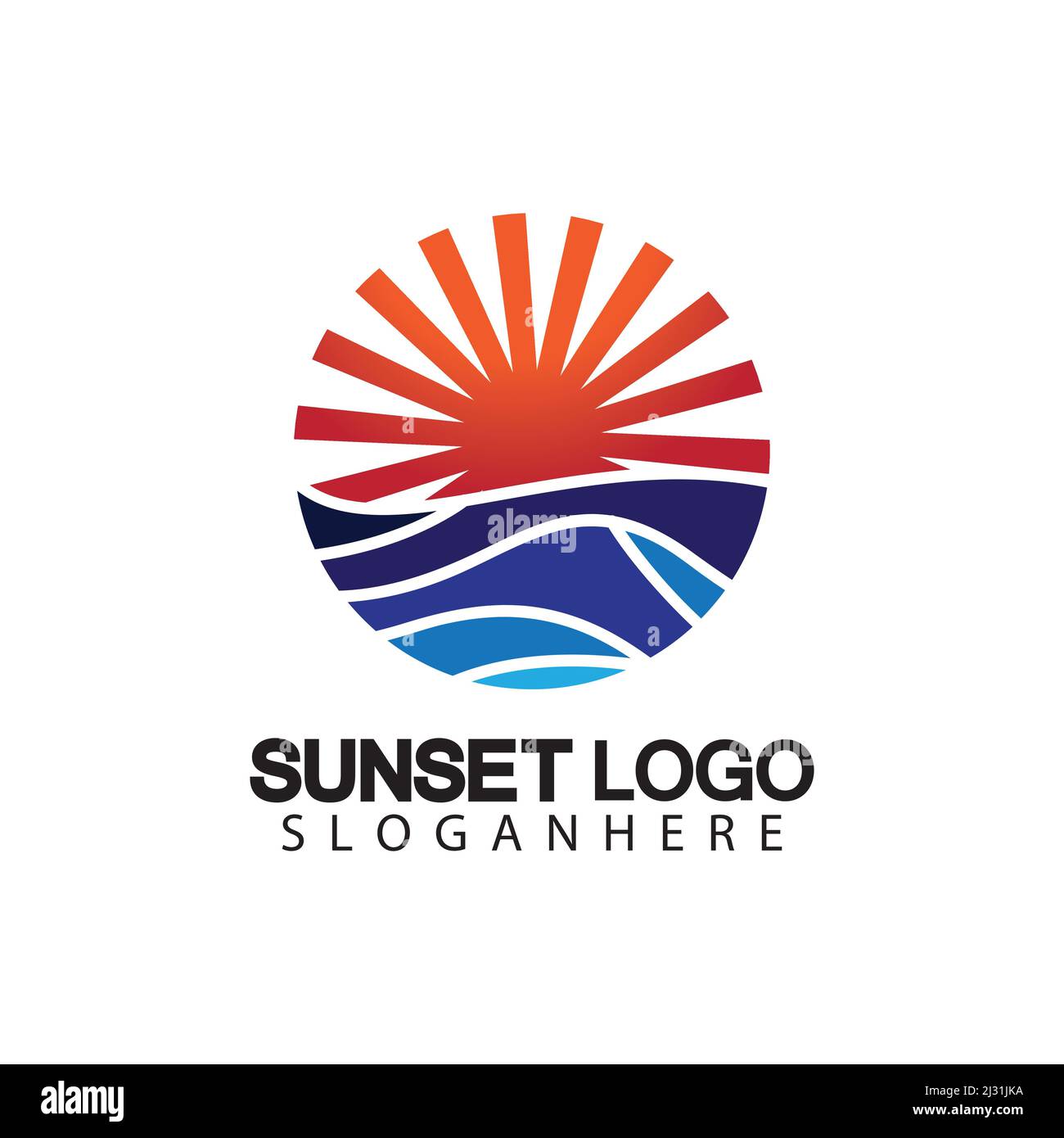 Sunset beach logo  symbol vector illustration design template. Stock Vector