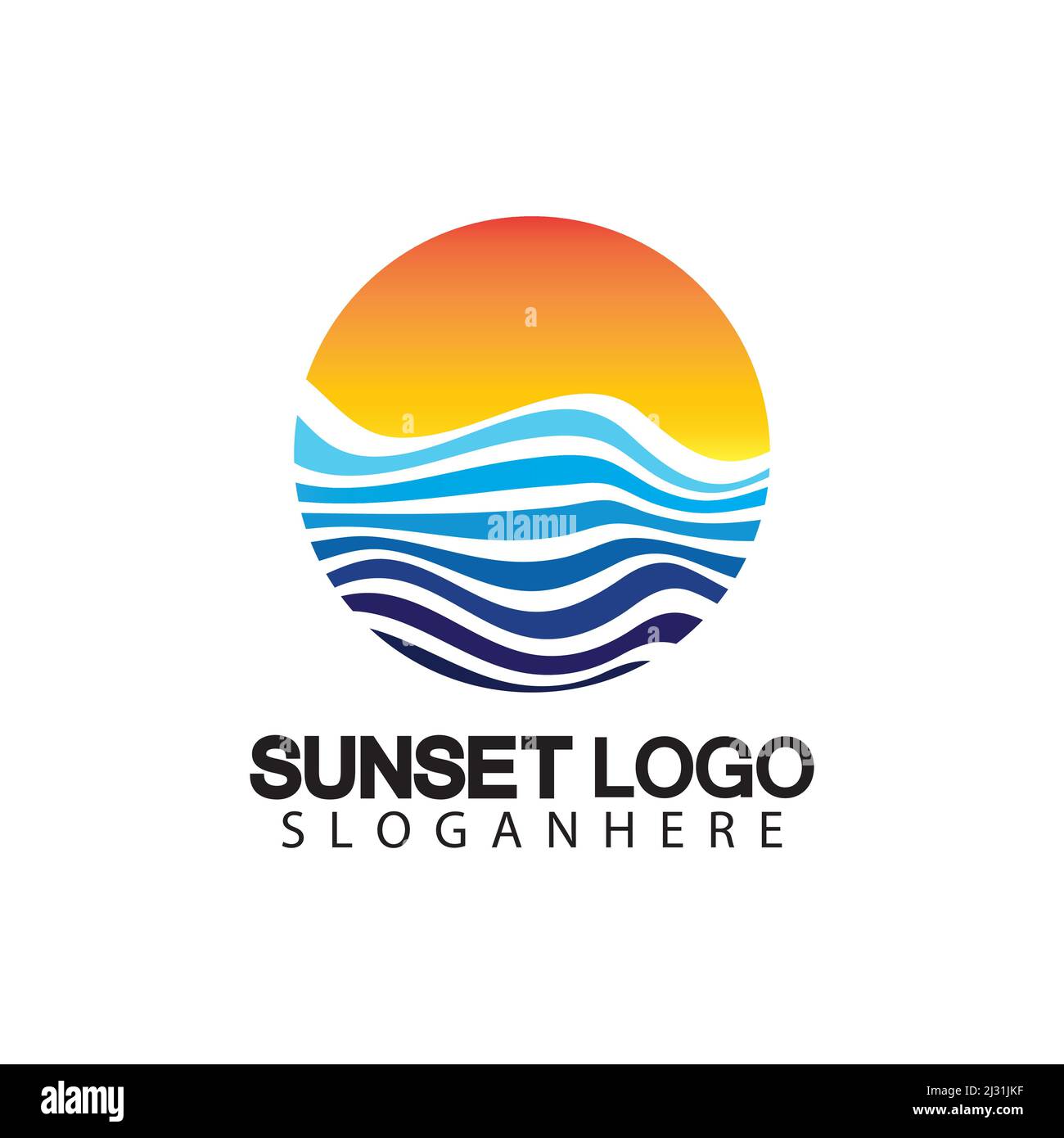 Sunset beach logo  symbol vector illustration design template. Stock Vector