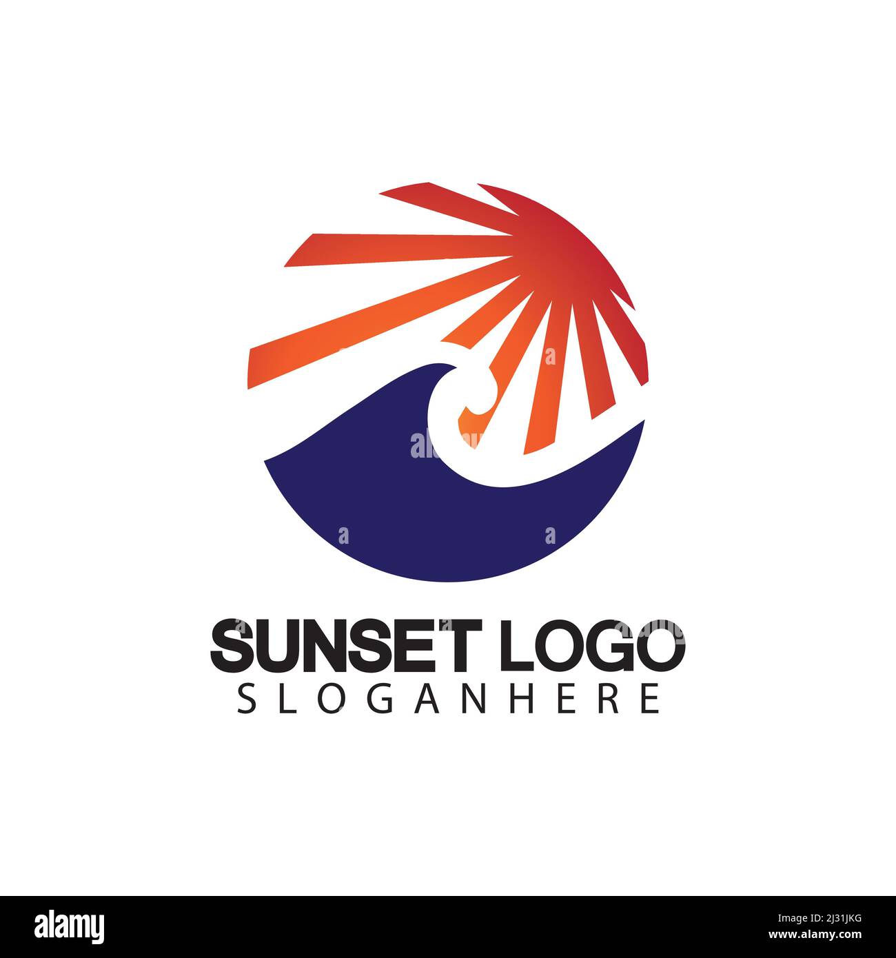 Sunset beach logo symbol vector illustration design template. Stock Vector