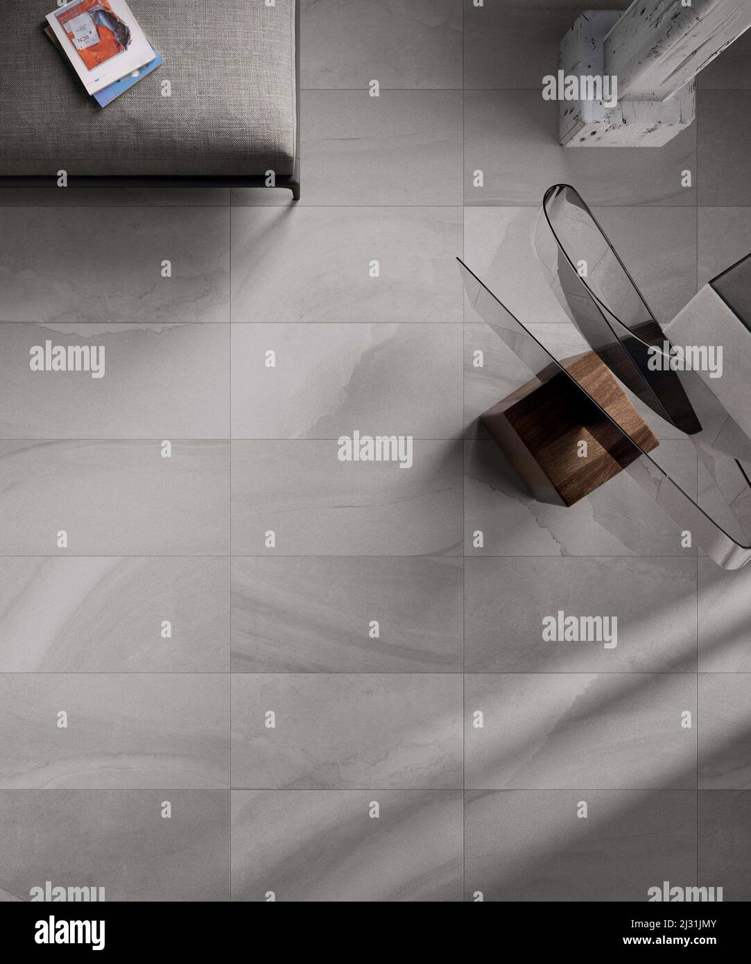 Modern interior design of room with elegant gray tiles, seamless ...