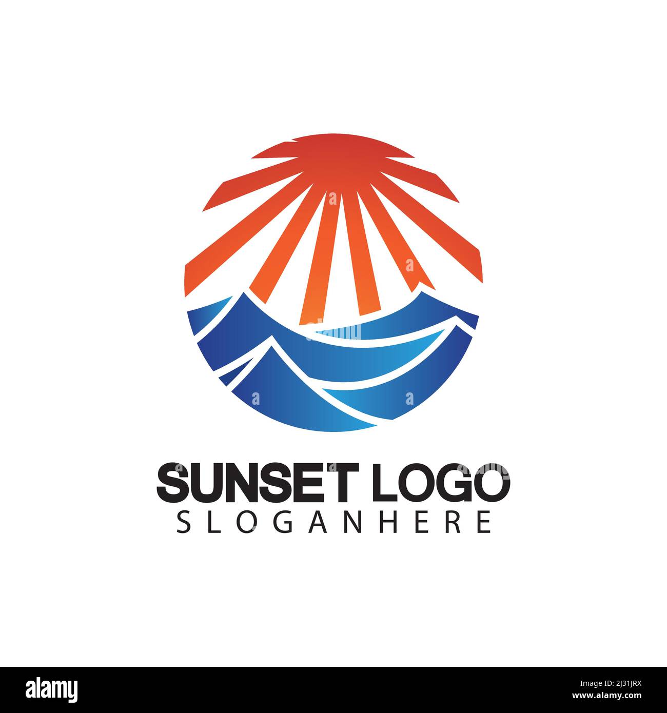 Sunset beach logo  symbol vector illustration design template. Stock Vector
