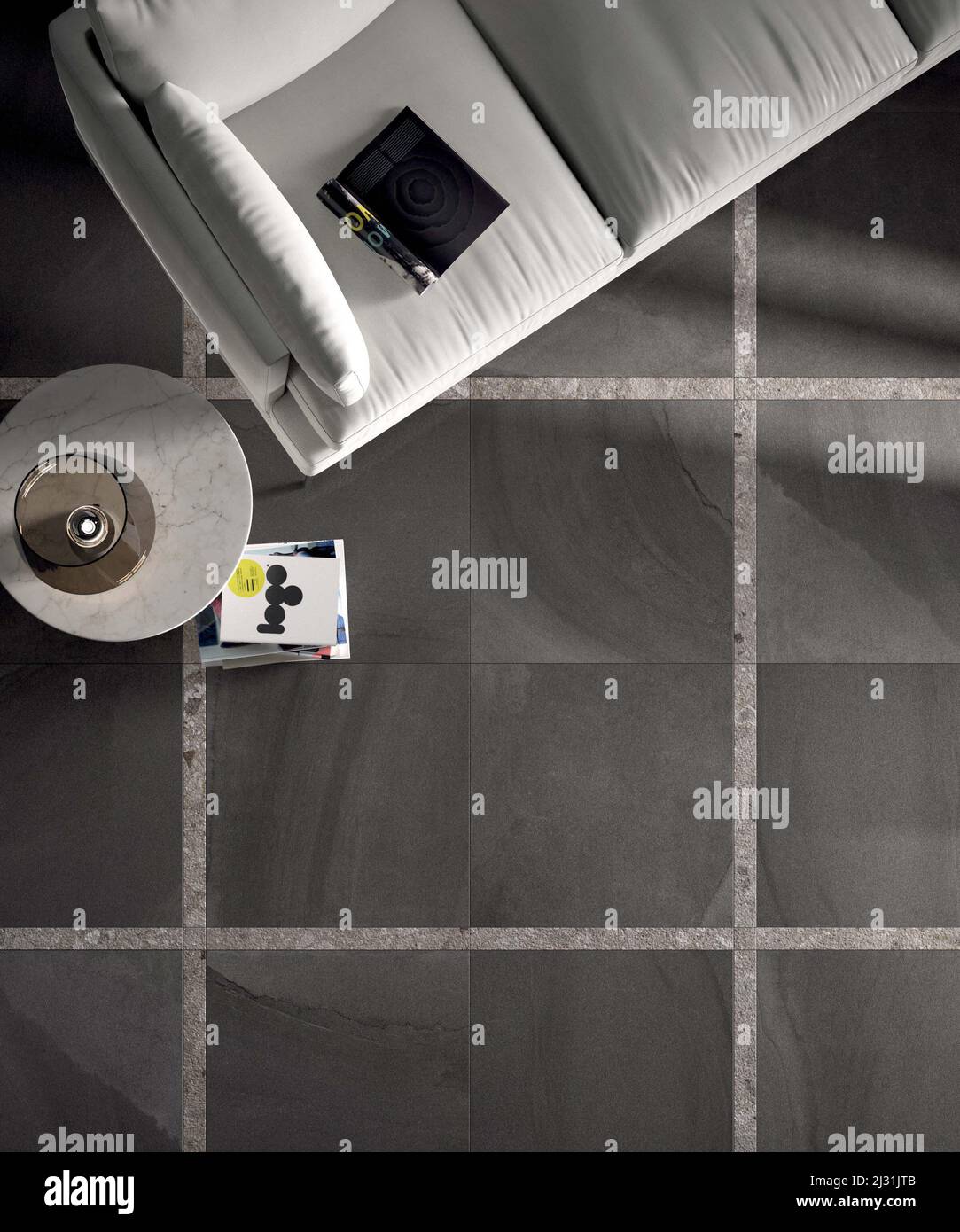 Modern interior design of room with elegant gray tiles, seamless ...
