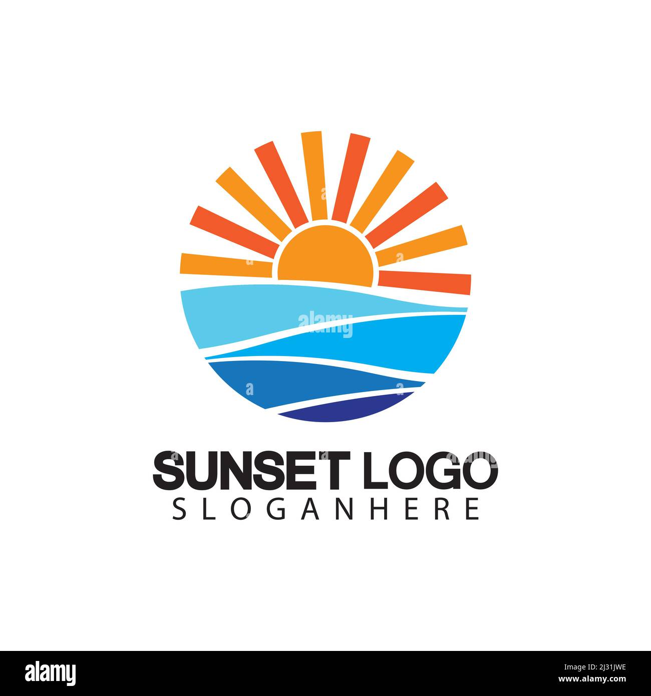 Sunset beach logo symbol vector illustration design template Stock ...