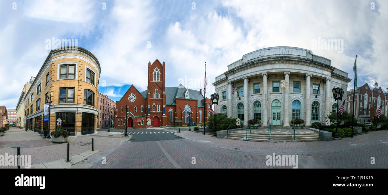 PITTSFIELD, USA SEP 22, 2017 view to historic building, city hall