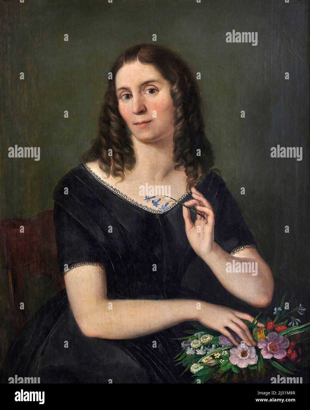 Portrait of lady  Maddalena Perini Pizzi - oil on canvas - Pietro Groppi - 19th century  -  Cremona,Italy,  Civic Museum  Ala Ponzone Stock Photo
