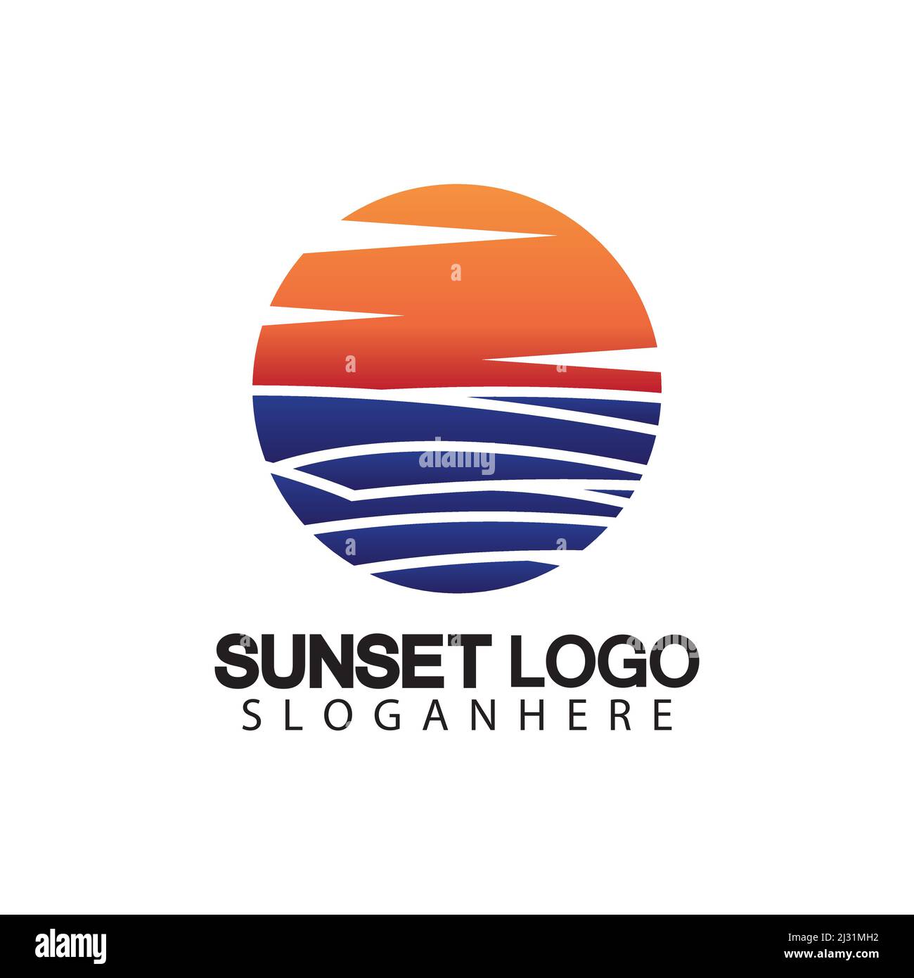 Sunset beach logo  symbol vector illustration design template. Stock Vector