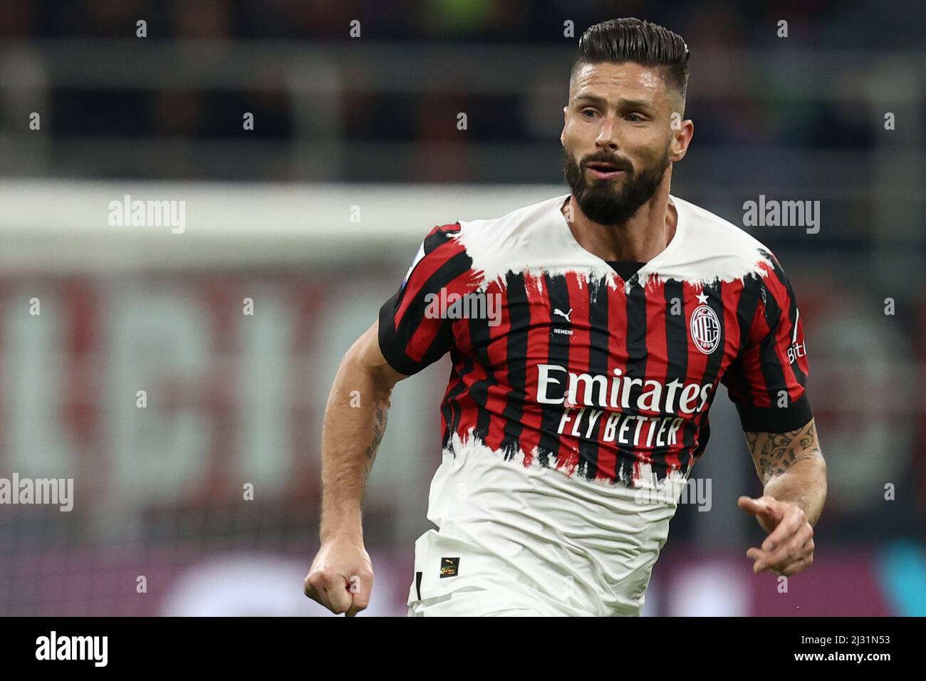 San Siro stadium, Milan, Italy, April 04, 2022, Olivier Giroud (AC ...