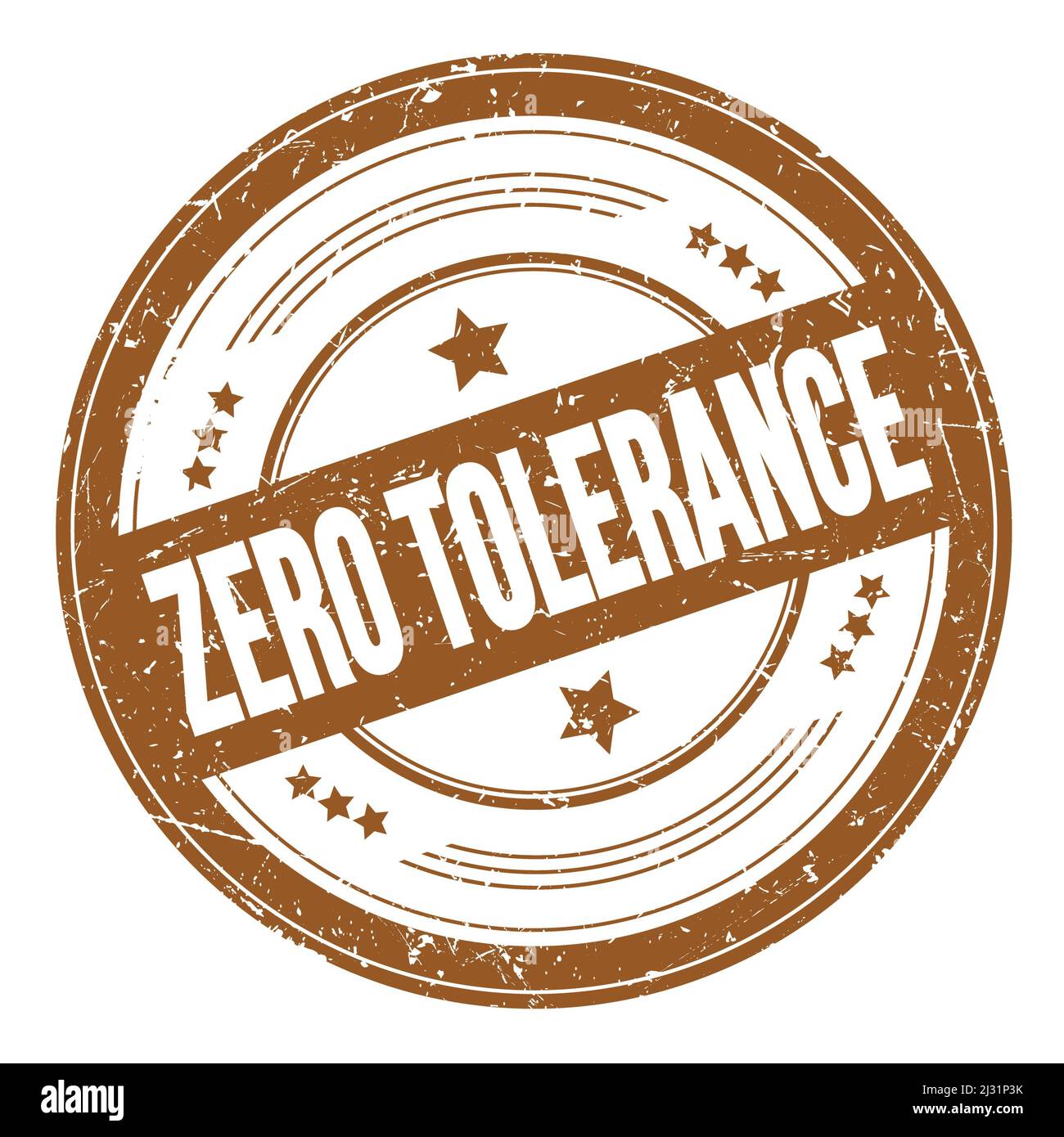 ZERO TOLERANCE text on brown round grungy texture stamp Stock Photo - Alamy
