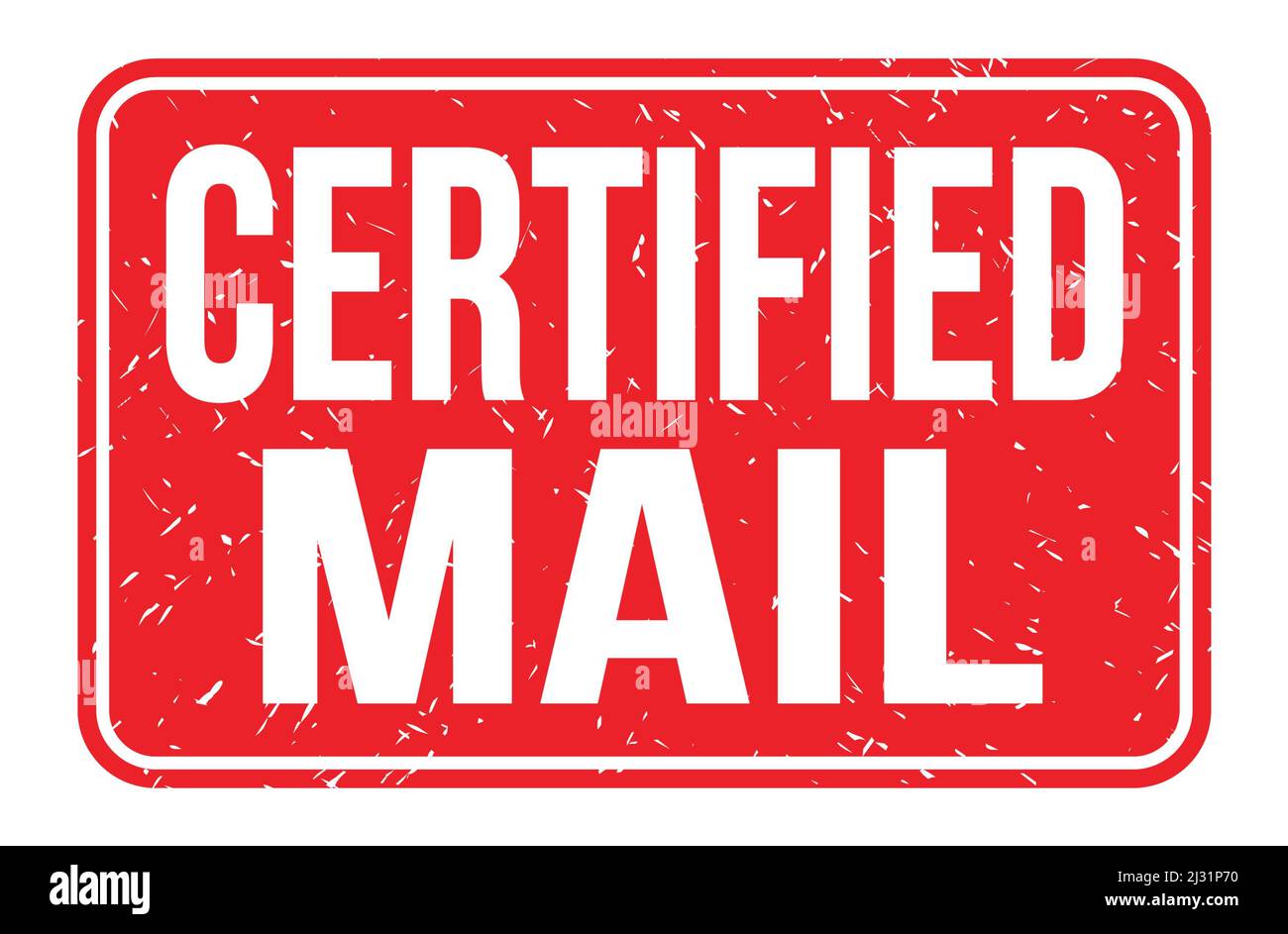 CERTIFIED MAIL, words written on red rectangle stamp sign Stock Photo