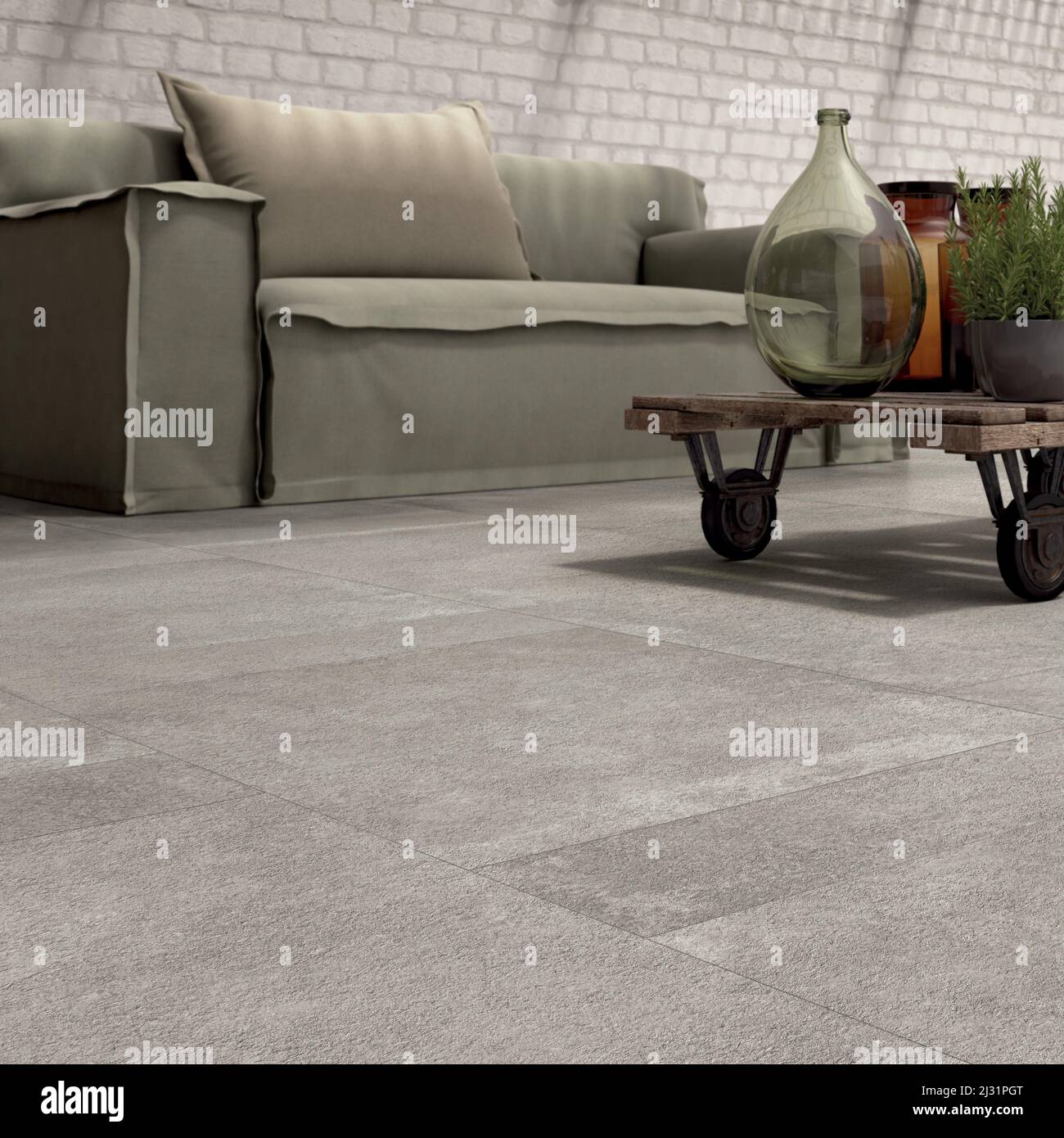 Modern interior design of room with elegant gray tiles, seamless ...