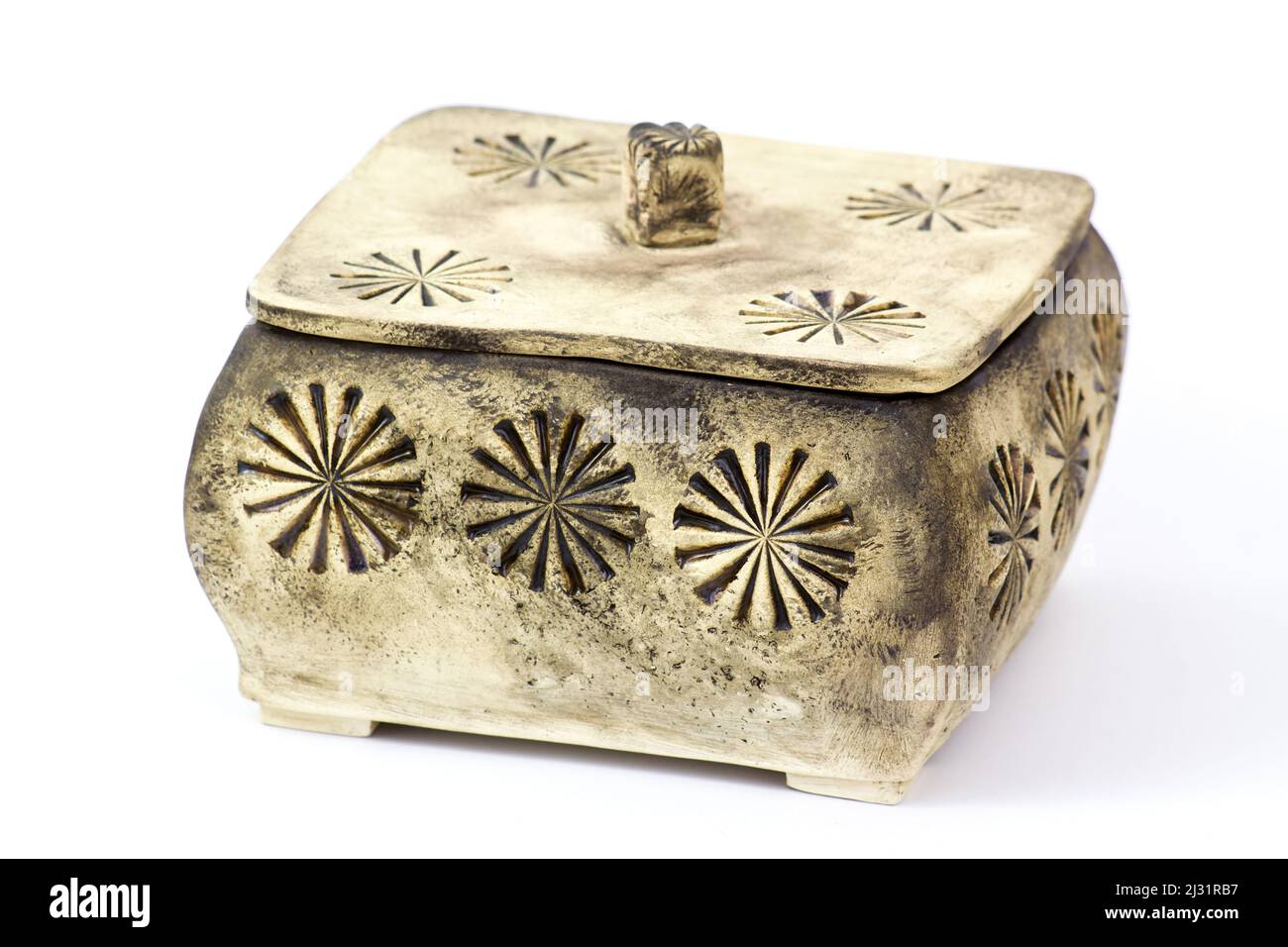 handmade pottery jewelry box on white background Stock Photo Alamy