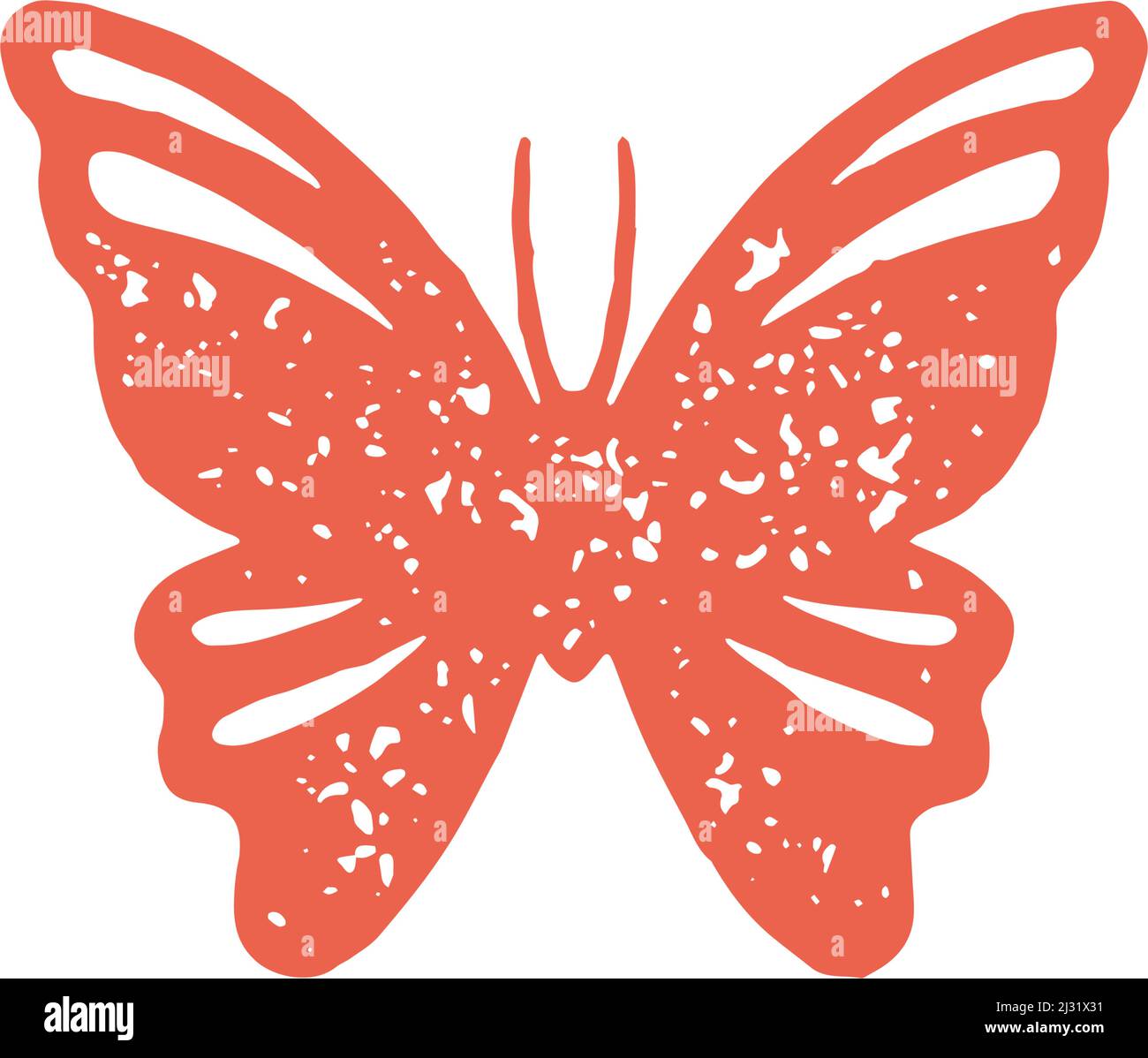 Simple red butterfly decorative hand drawn artwork grunge texture