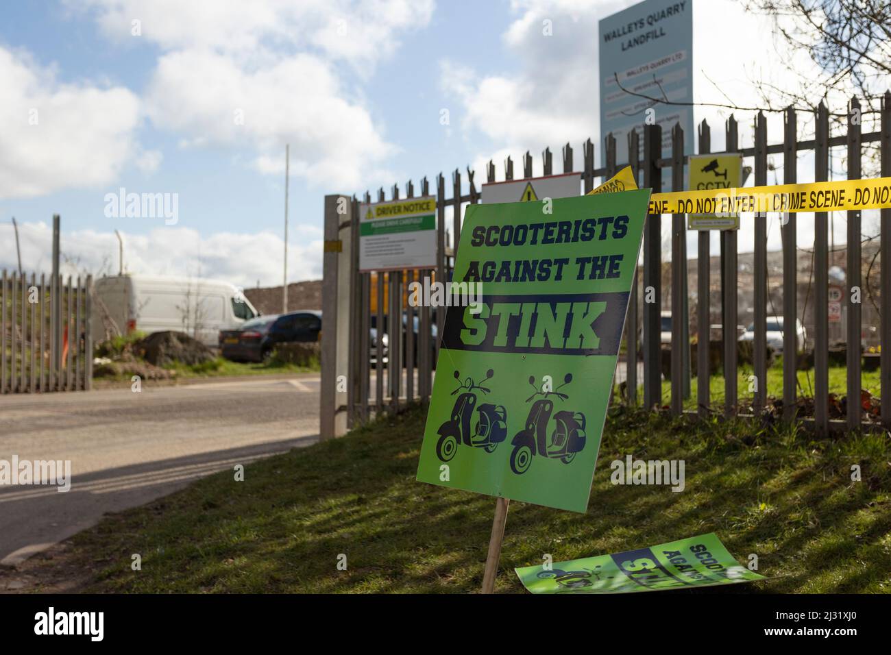 protesters demonstrating outside of walleys quarry waste landfill site