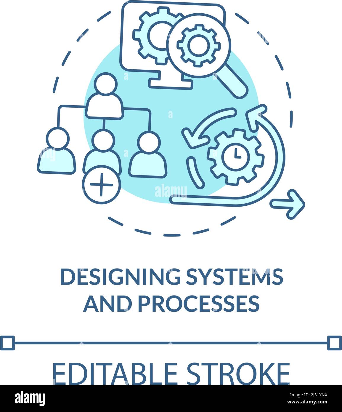 Designing systems and processes turquoise concept icon Stock Vector ...