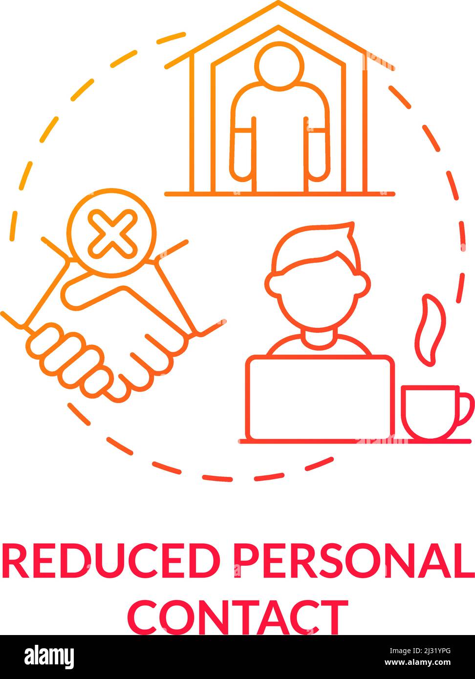 Reduced personal contact red gradient concept icon Stock Vector