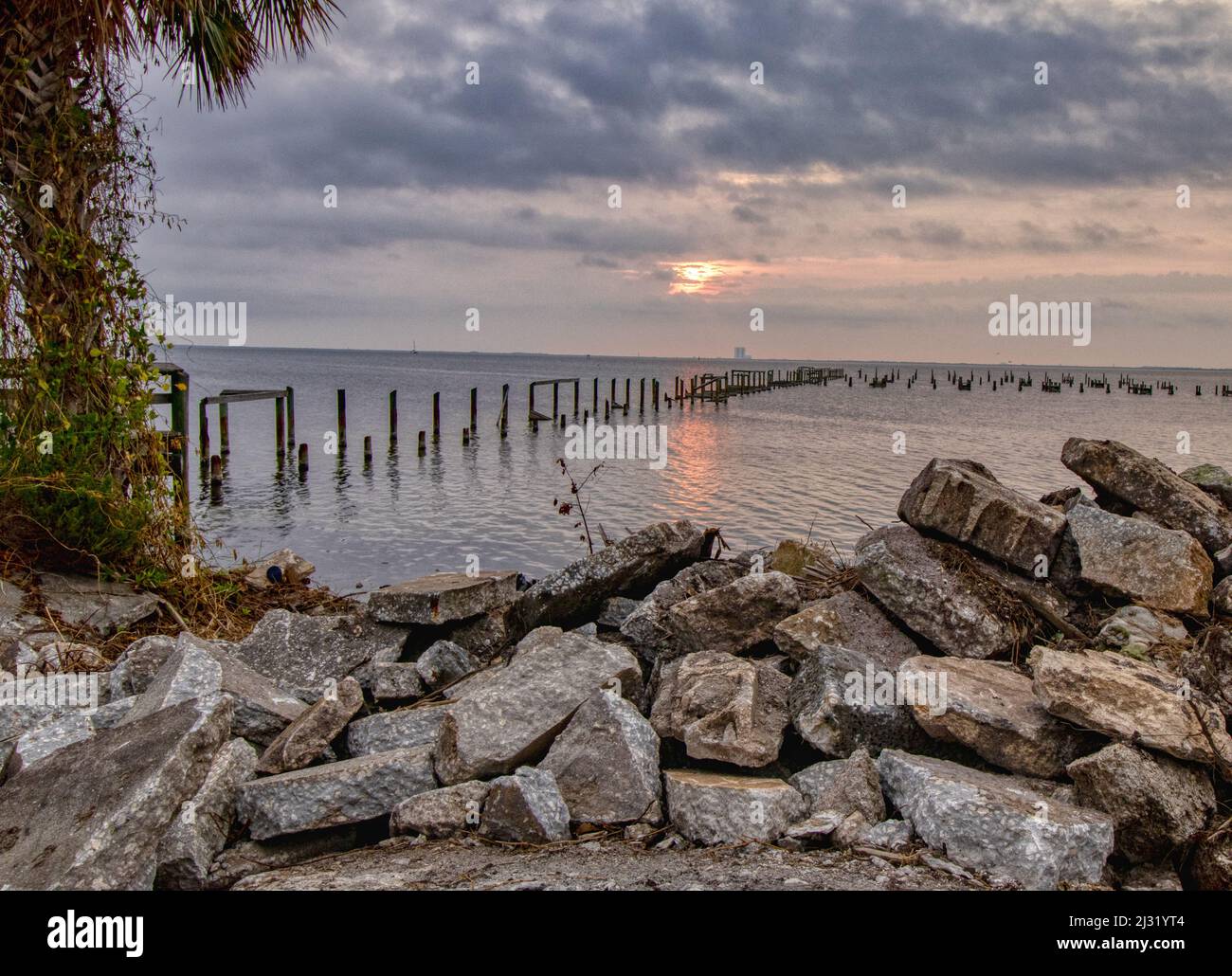 Rotary Riverfront Park in Titusville, FL hurricane damage Stock Photo