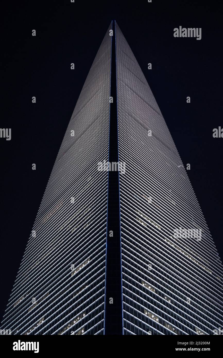 Shanghai World Financial Tower illuminated at night, Pudong, Shanghai, People&#39;s Republic of China, Asia Stock Photo