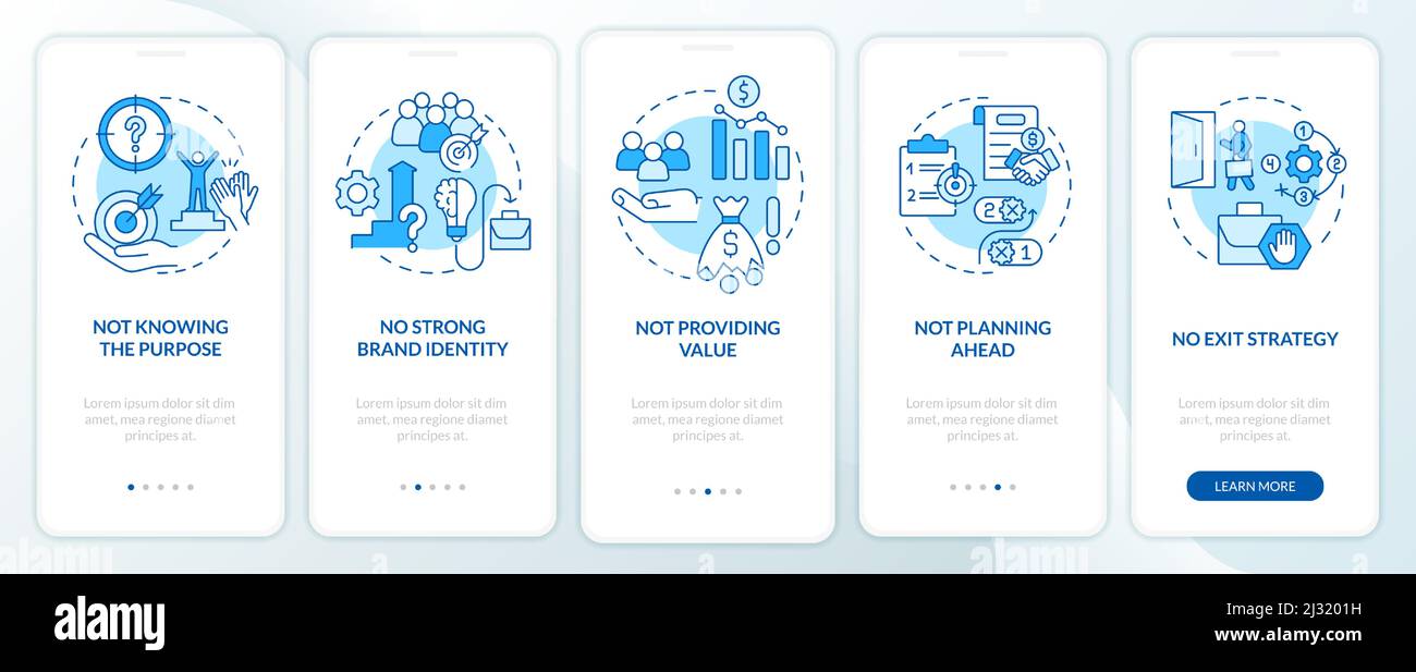 Problems faced by small business blue onboarding mobile app screen ...
