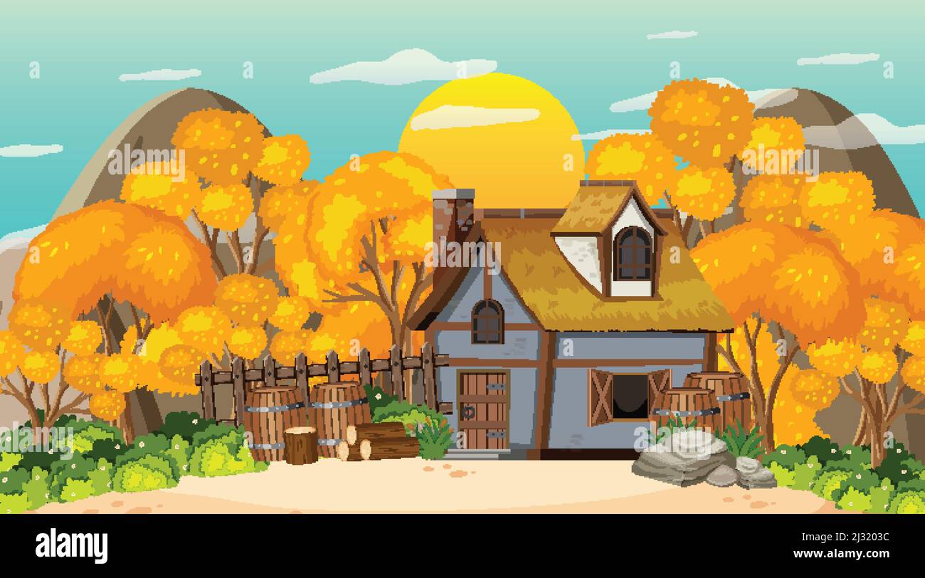 Medieval town scene background illustration Stock Vector Image & Art ...