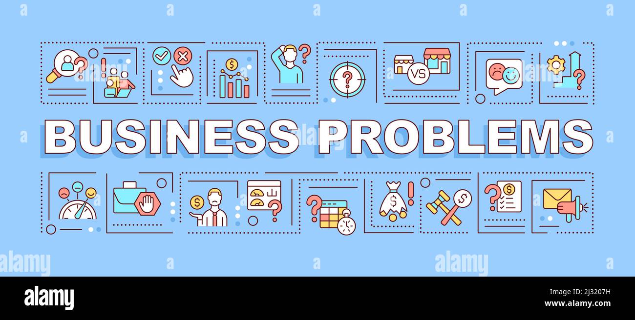 Business problems word concepts blue banner Stock Vector