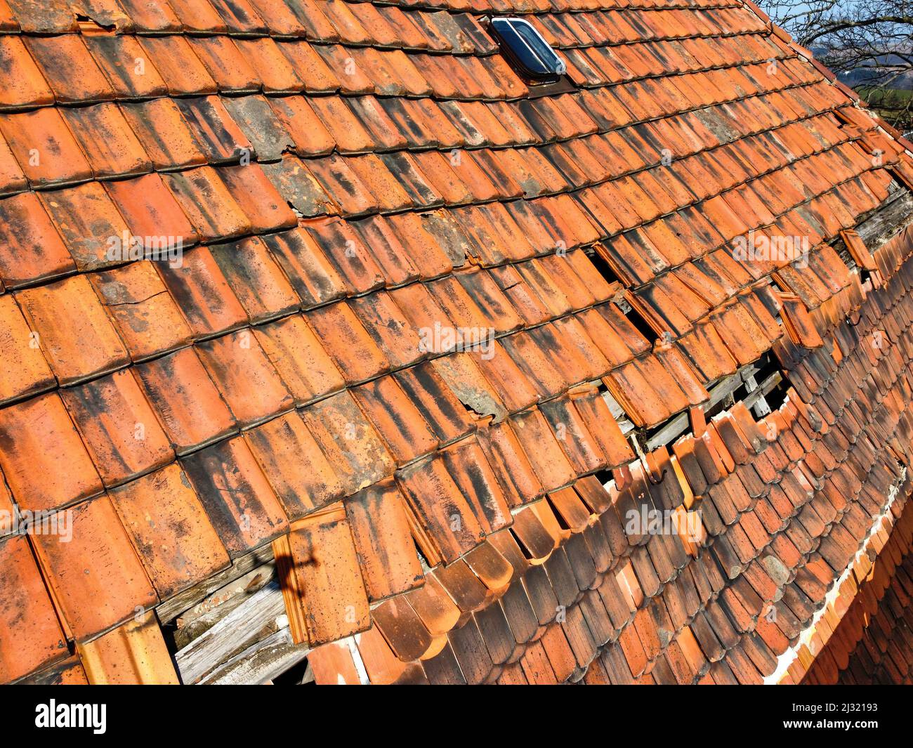 Old bricks on a roof Stock Photo