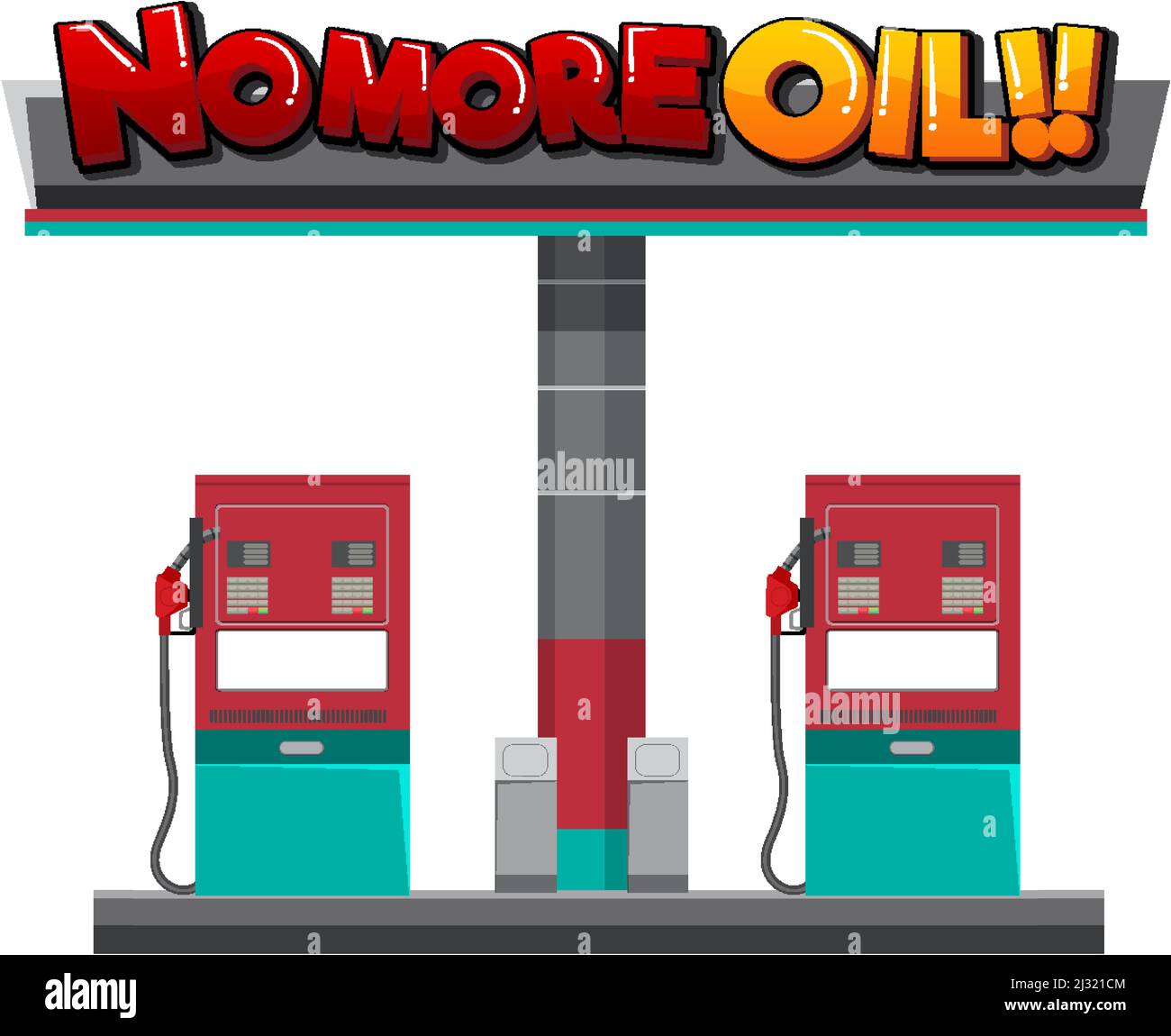 Gas station with no more oil word logo illustration Stock Vector Image
