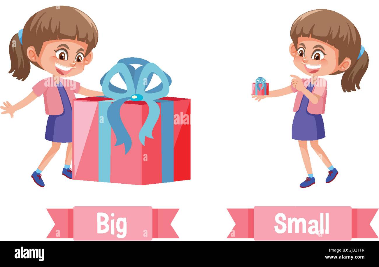 Opposite adjectives words with big and small Vector Image