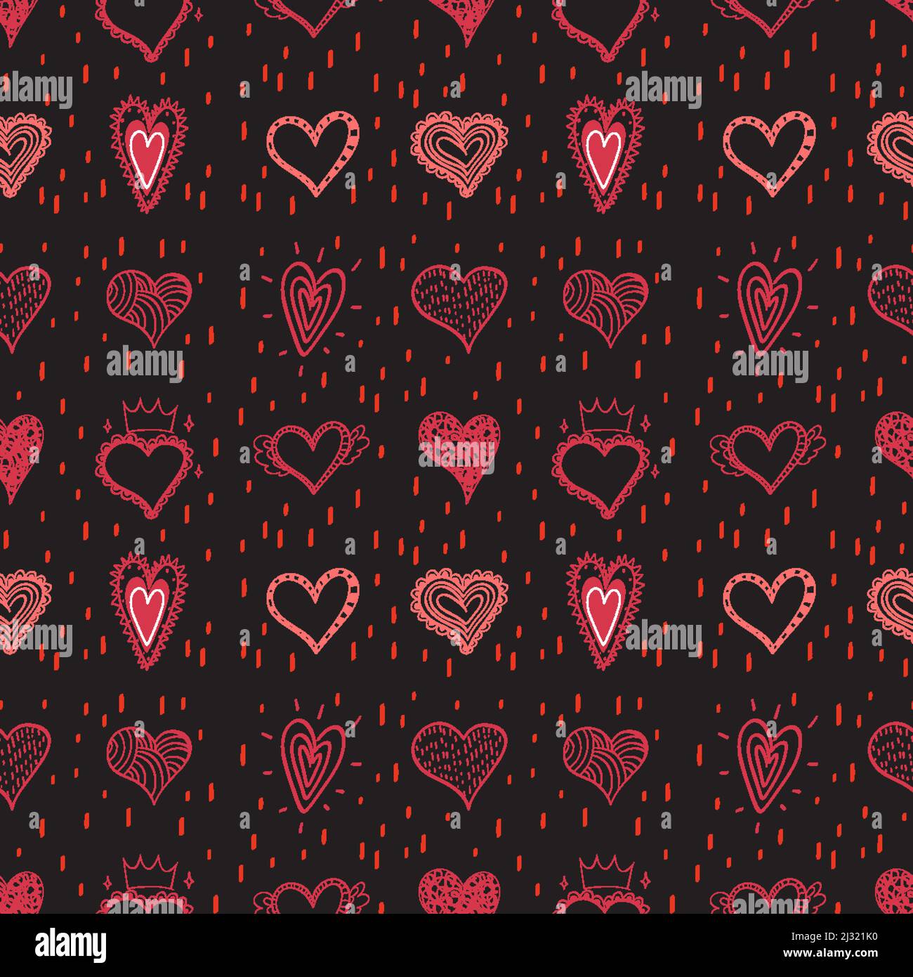 Seamless doodle heart pattern illustration Stock Vector Image & Art - Alamy