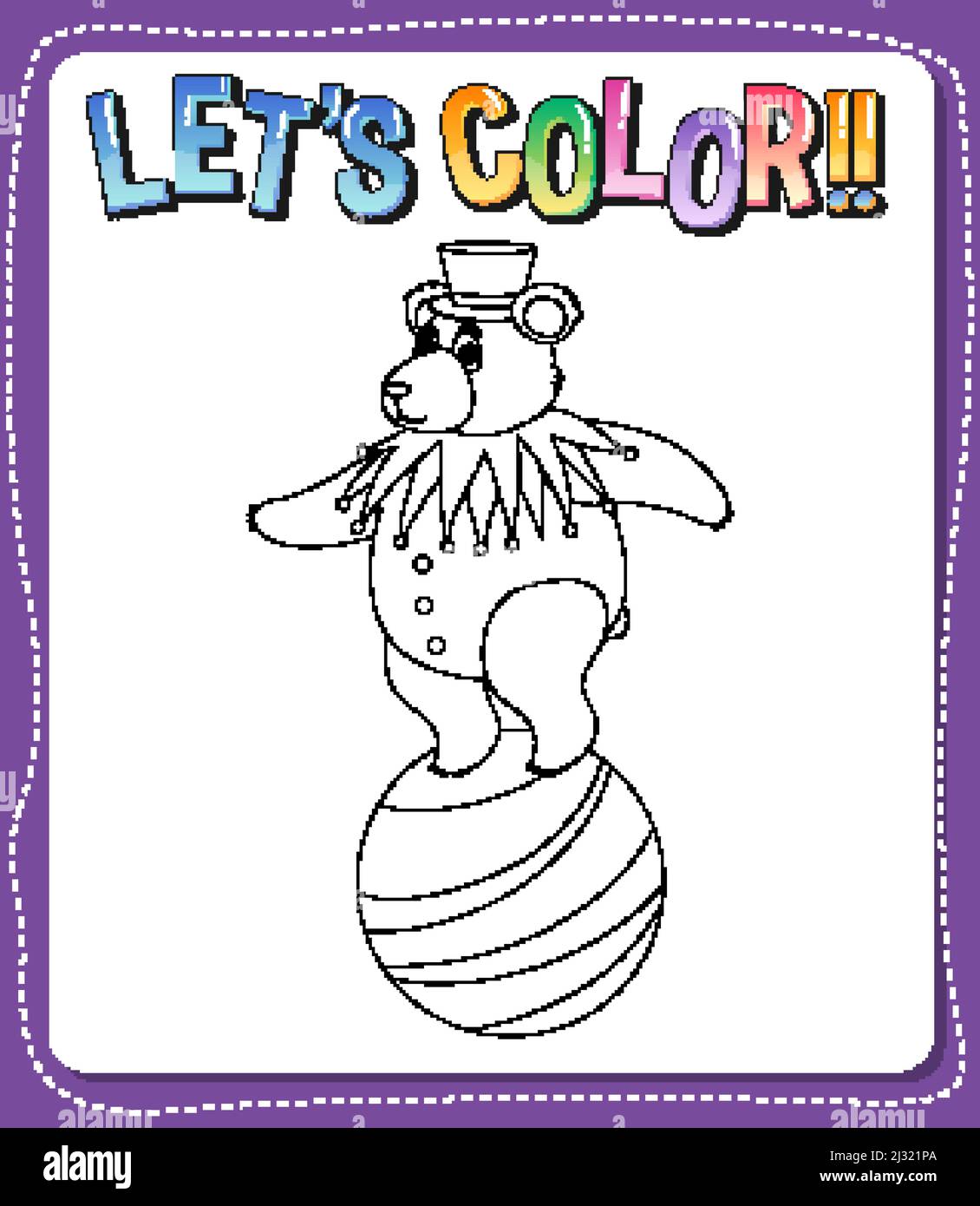 Let's Partea Color Pages Worksheets template with let’s color!! text and bear outline ...