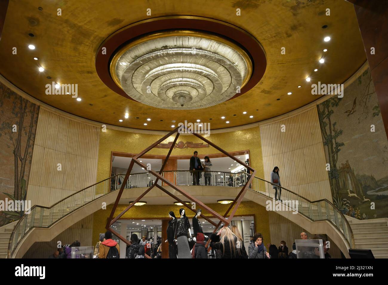 Art deco entrance staircase with mosaic murals at the Zara flagship store  in Milan Stock Photo - Alamy