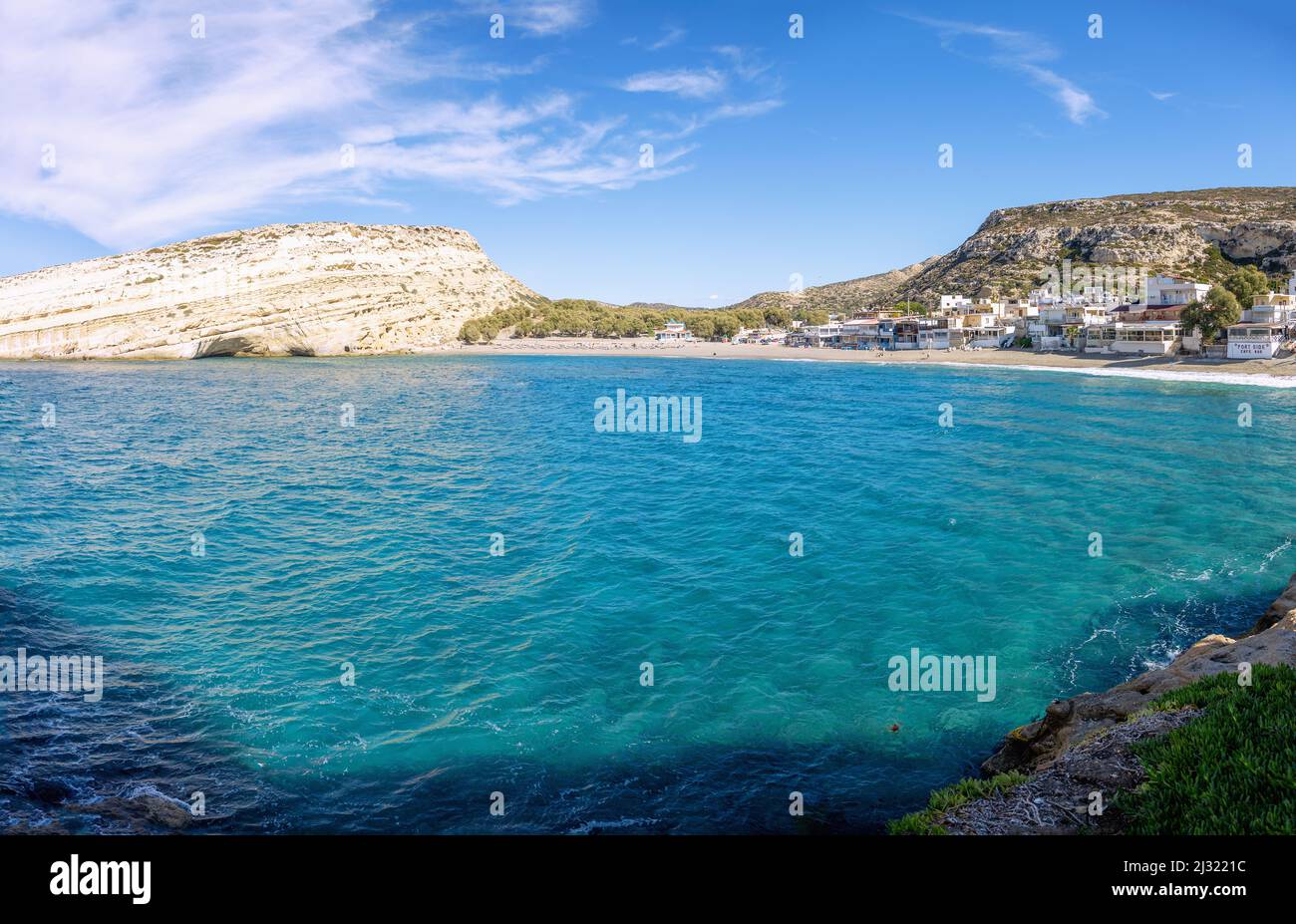 Matala; beach, caves Stock Photo