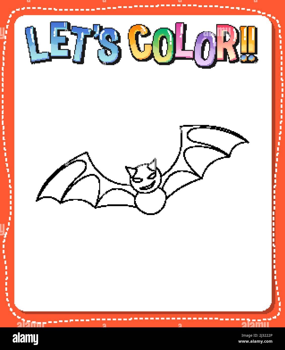 Worksheets template with let’s color!! text and bat outline ...