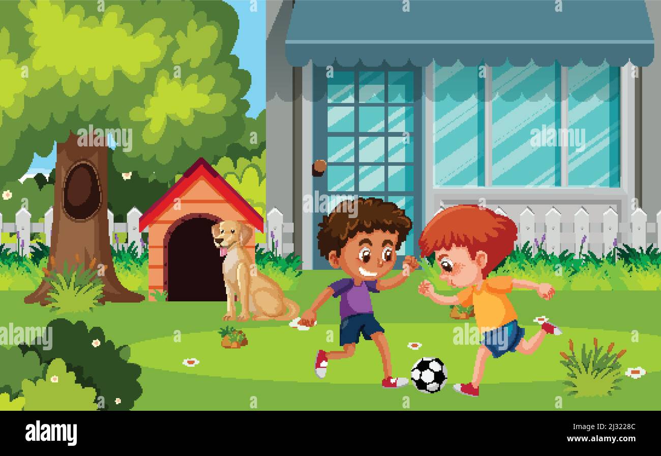 Outdoor park scene with people cartoon character illustration Stock ...