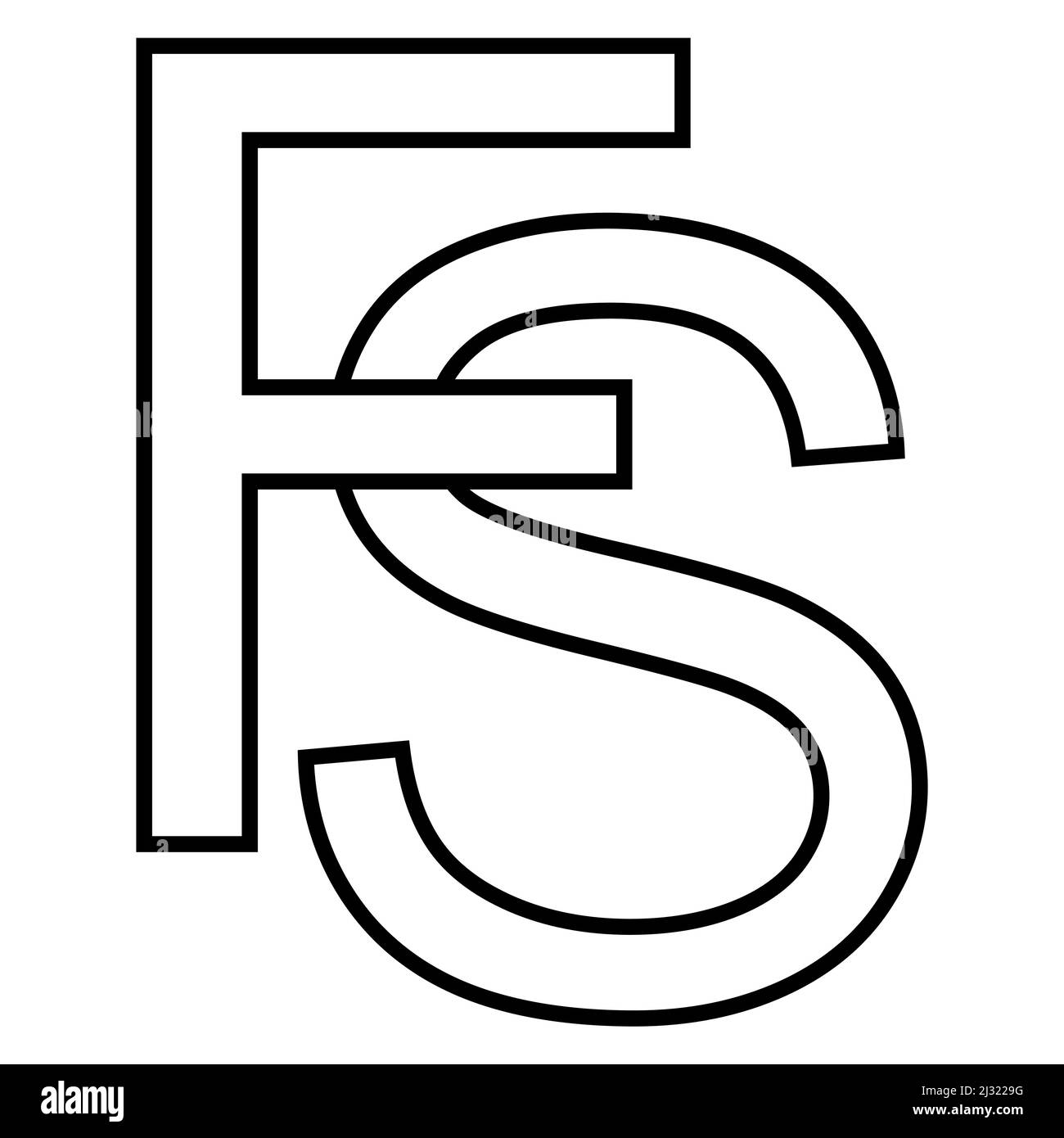 Logo sign, fs sf icon nft fs interlaced letters f s Stock Vector