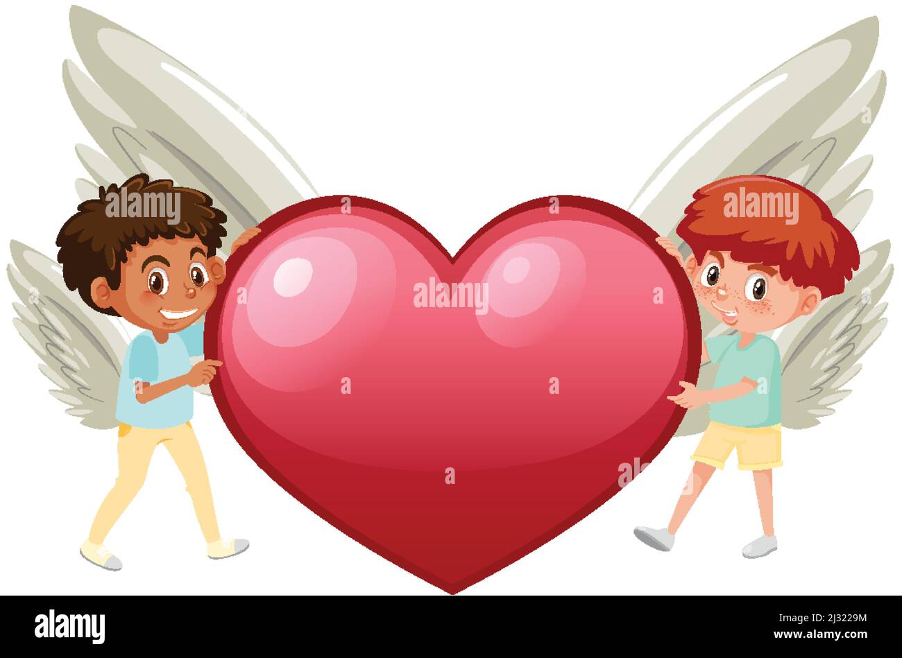 A girl holding red heart in cartoon style illustration Stock Vector ...