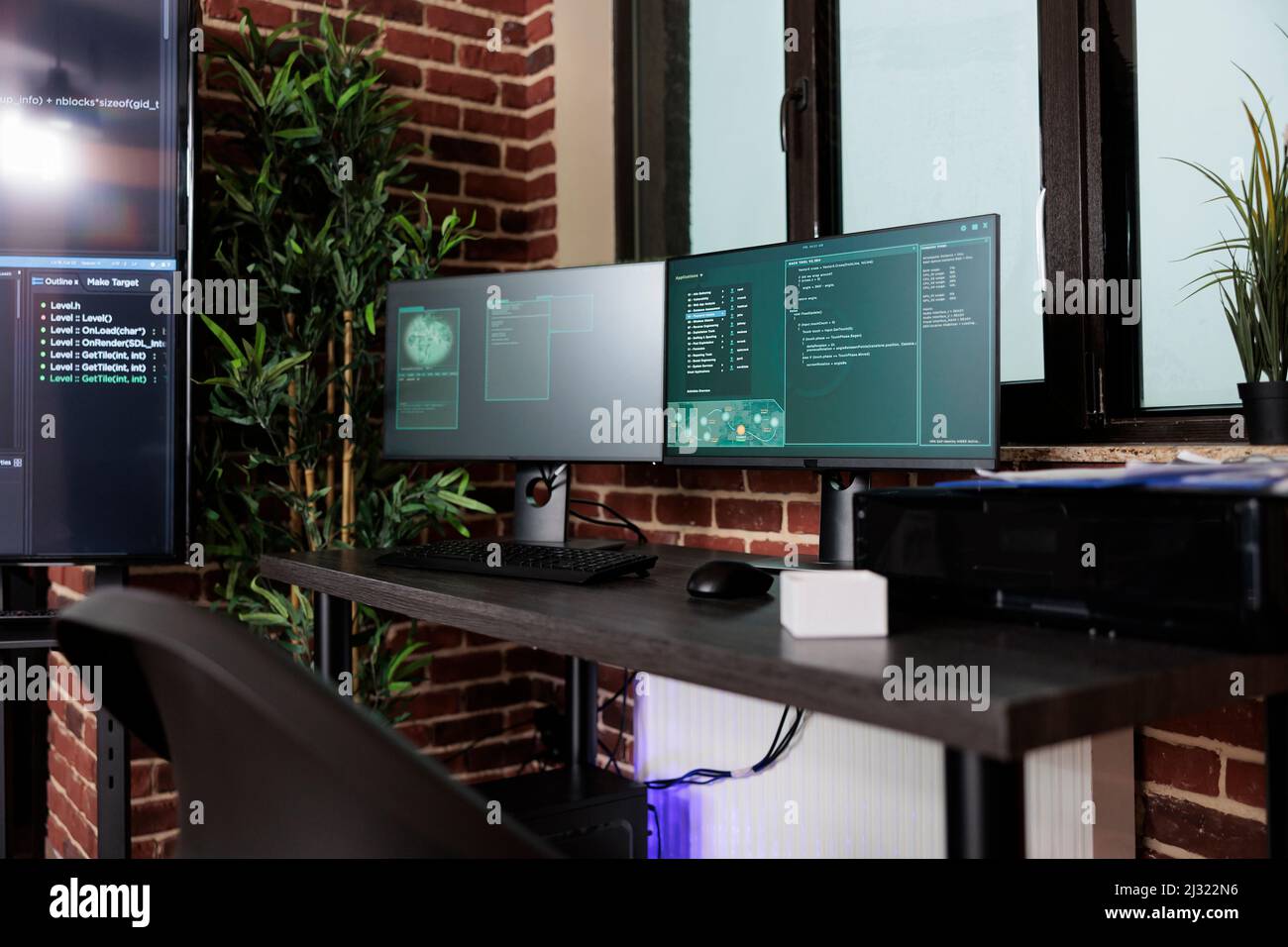 Image of two computer screens displaying software data information and ...